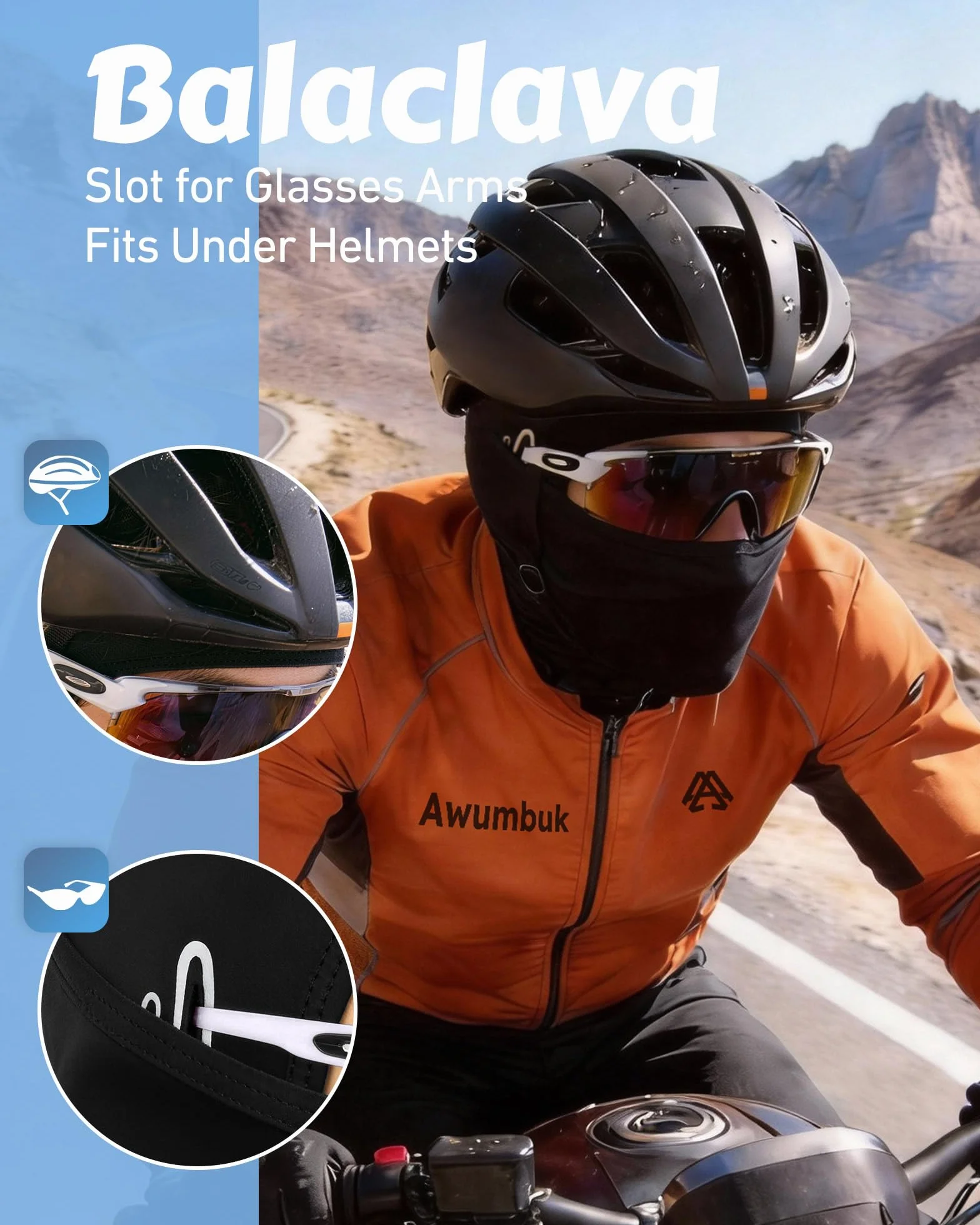 Awumbuk Kominiarka letnia z ochroną UV, jedwab lodowy, oddychająca, chłodząca, dla kobiet i mężczyzn, do jazdy na rowerze, motocyklu, biegania, sportów na świeżym powietrzu