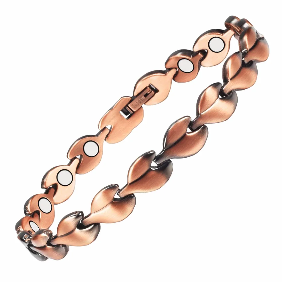 Wsparcie kostki zdrowie antyzmęczona terapia magnetyczna miedziana bransoletka na kostkę dla kobiet ulga w bólu stawów (kostka/duża bransoletka (24 cm / 9 mm) e Miedź, cod. WOLLET