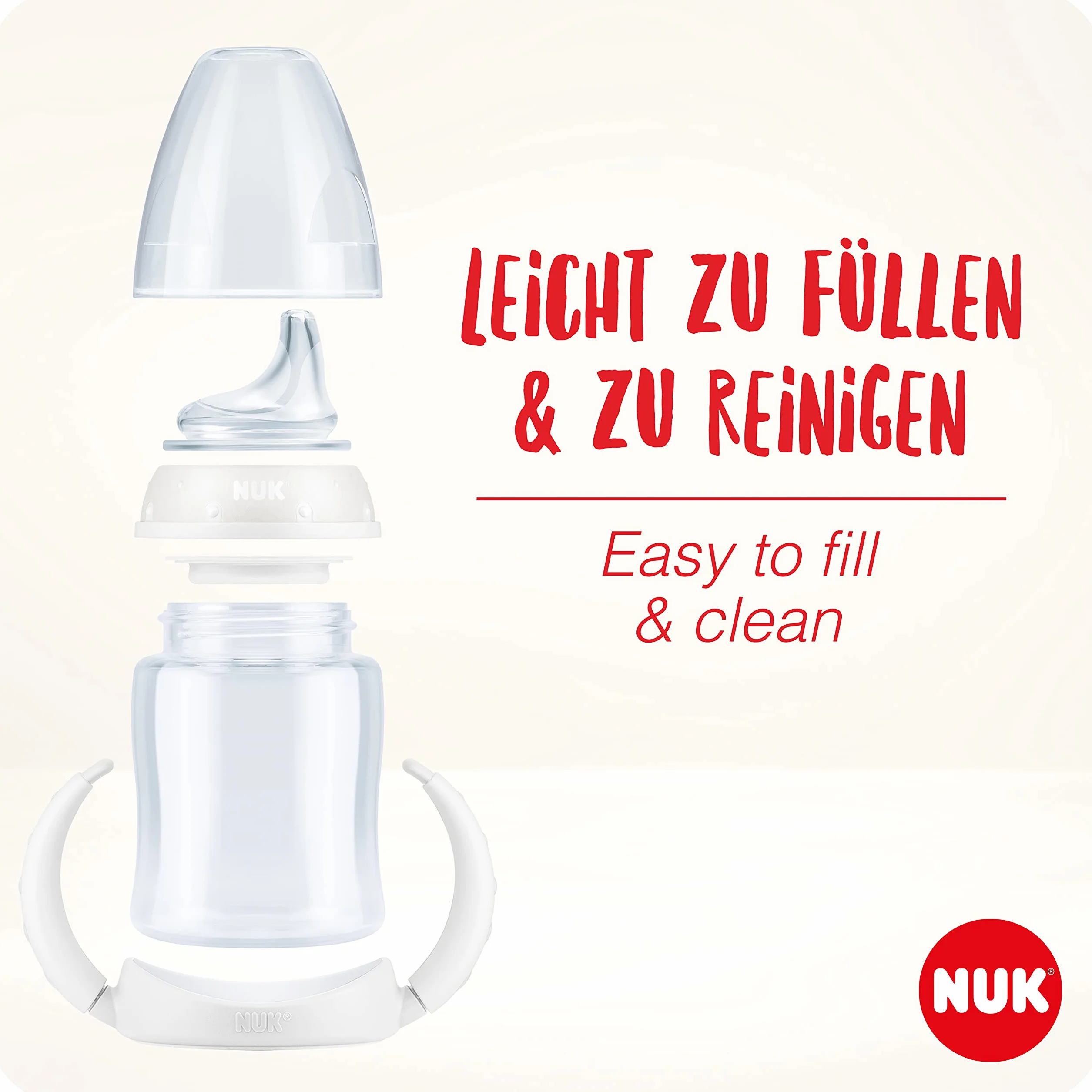 Kubek niekapek NUK First Choice Learner Cup | 6-18 miesięcy | Wskaźnik kontroli temperatury | Nieprzeciekający silikonowy dzióbek | Odpowietrznik antykolkowy | Bez BPA | 150 ml | Winnie (niebieski)