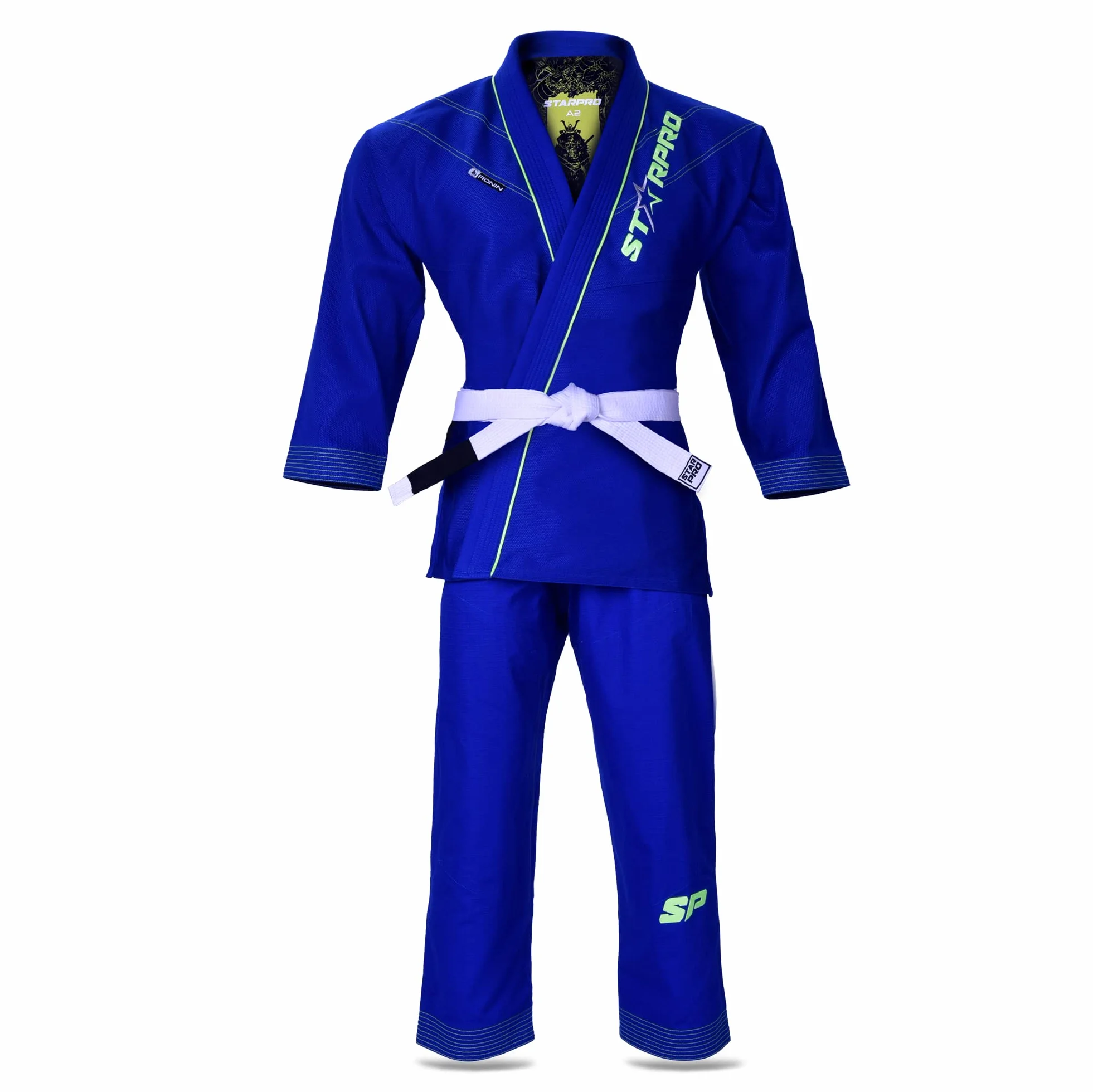 Starpro Ronin BJJ Gi 355 g - mieszanka bawełny Power - biały i czarny - Preshrunk Professional Martial Arts kimono do treningu i zawodów - dla mężczyzn i kobiet, niebieski, A5