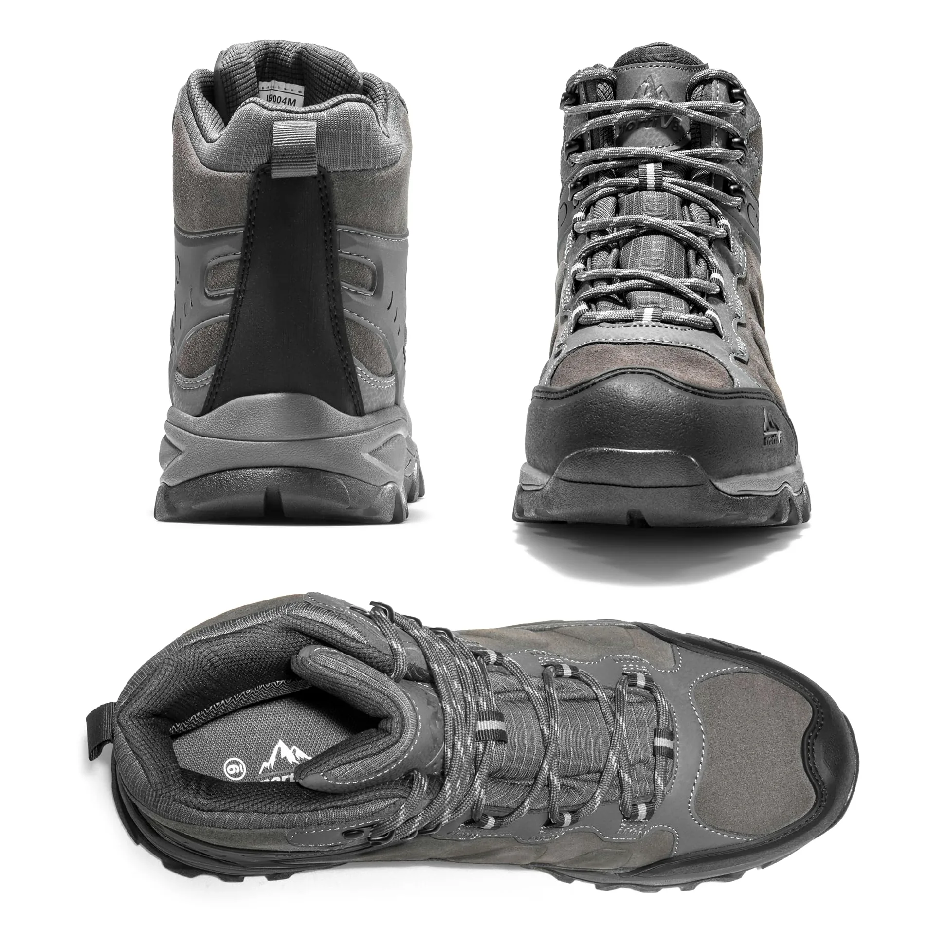 NORTIV 8 Męskie wodoodporne buty turystyczne outdoorowe Mid Trekking Backpacking Buty alpinistyczne JS19004M, ciemnoszary, 12 UK Wide