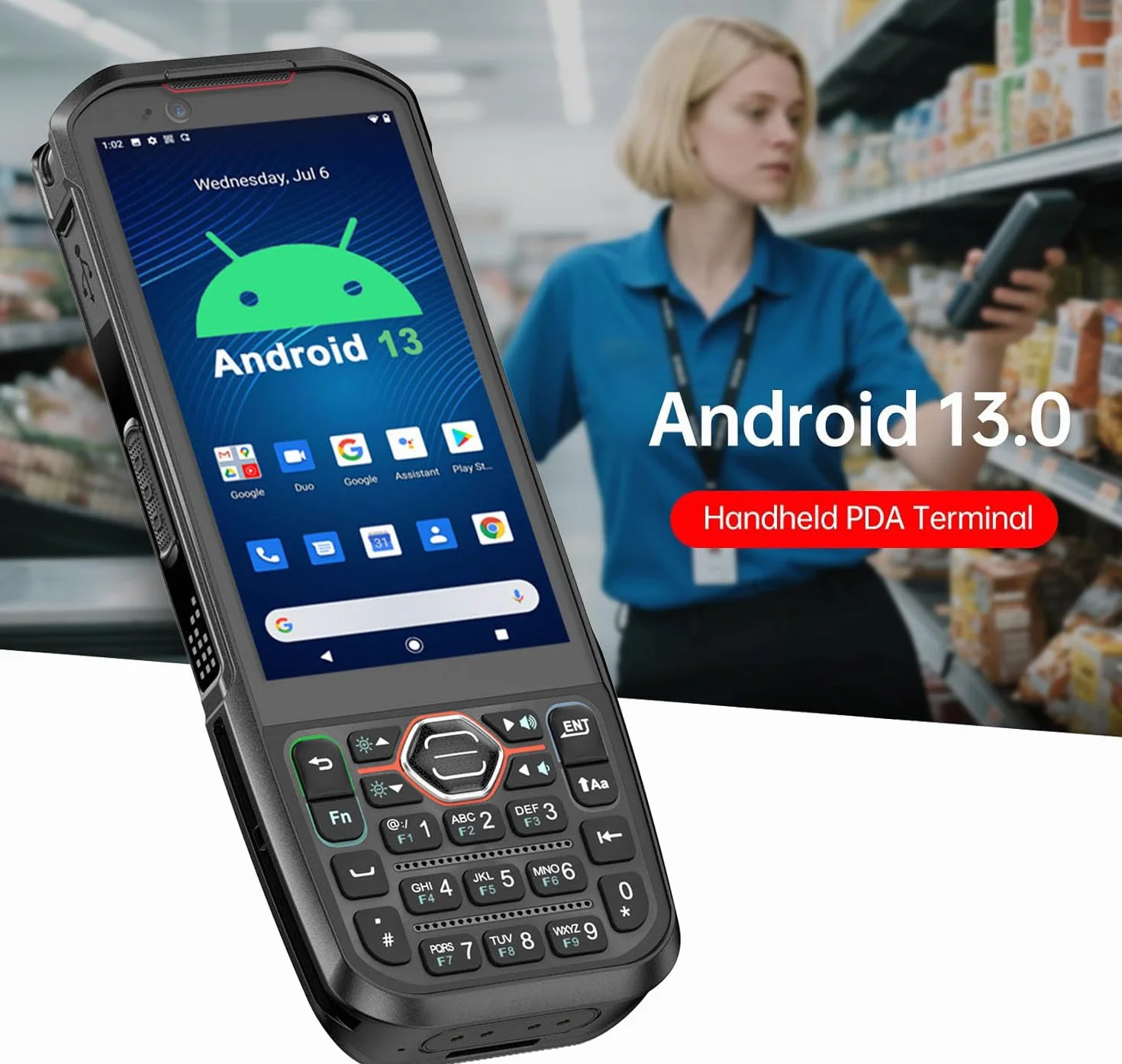 PDA Android 13 Skaner Kodów Kreskowych 6 GB 64 GB 4G LTE NFC