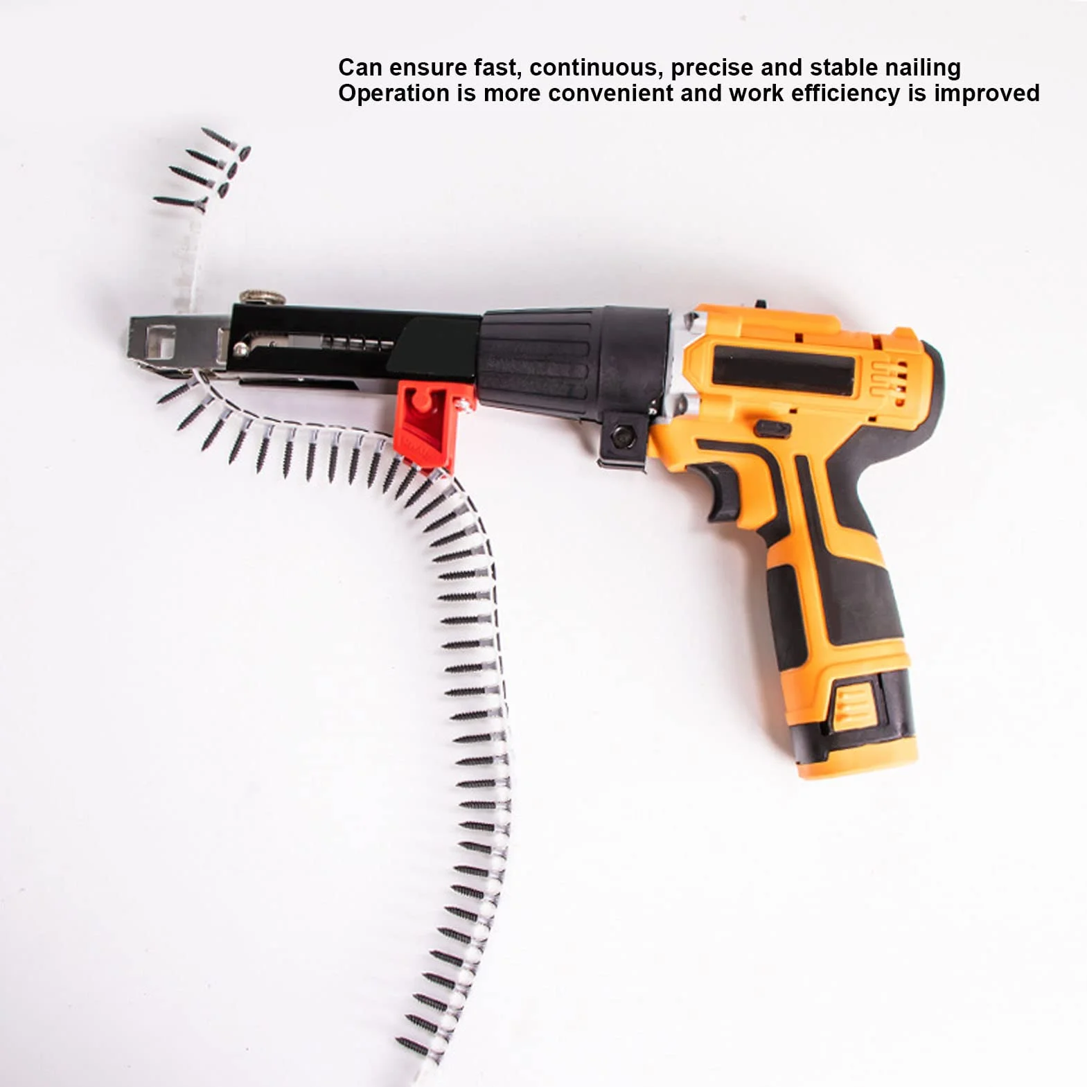 Automatyczny Adapter do Pistoletu do Gwoździ, Adapter łańcucha do Wkrętarki z Taśmą do Gwoździ, Zestaw do Mocowania łańcucha Wiertarki Elektrycznej do Wiertarki Akumulatorowej, Elektryczny Pistolet do