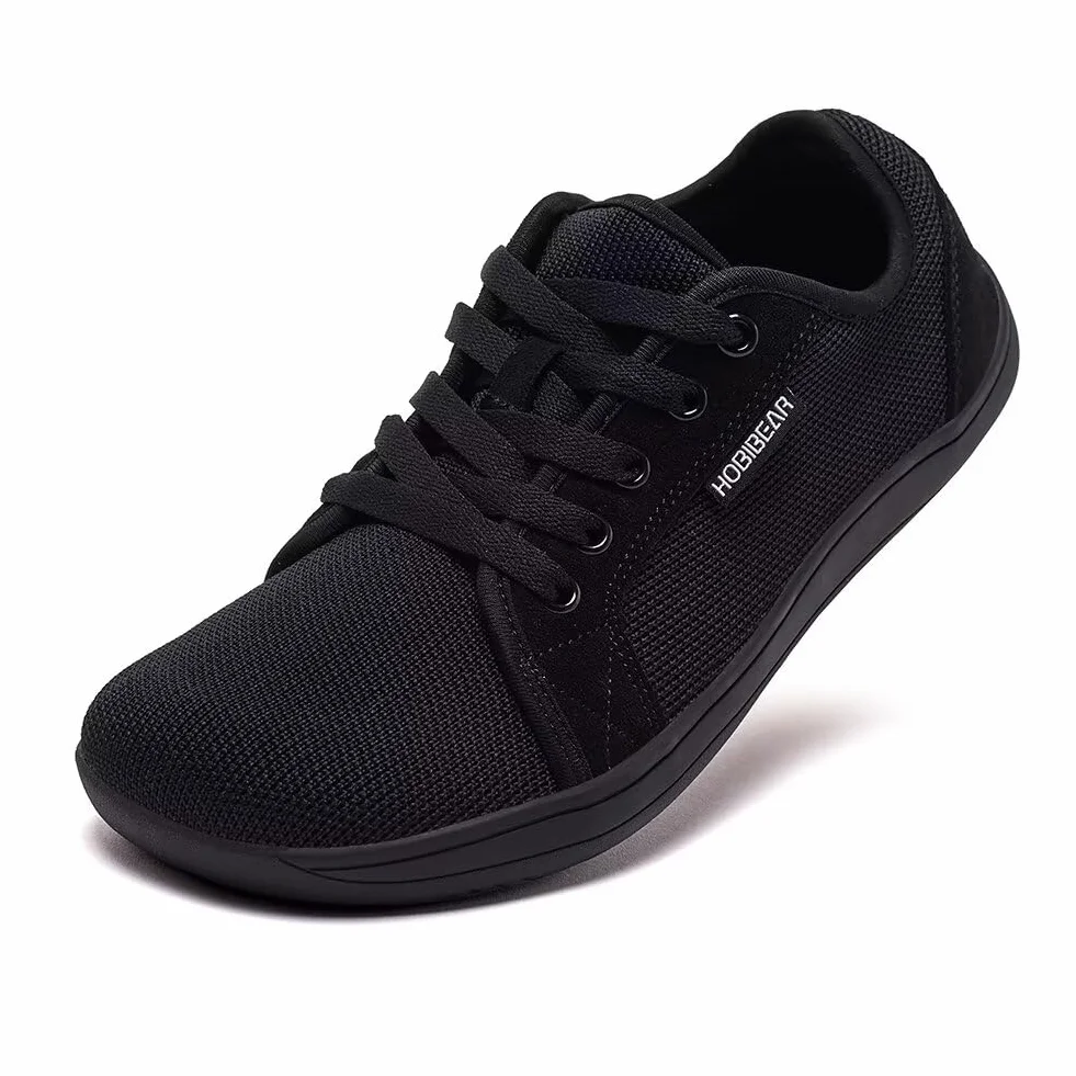 HOBIBEAR szerokie buty do chodzenia boso minimalistyczne oddychające czarny 43 EU