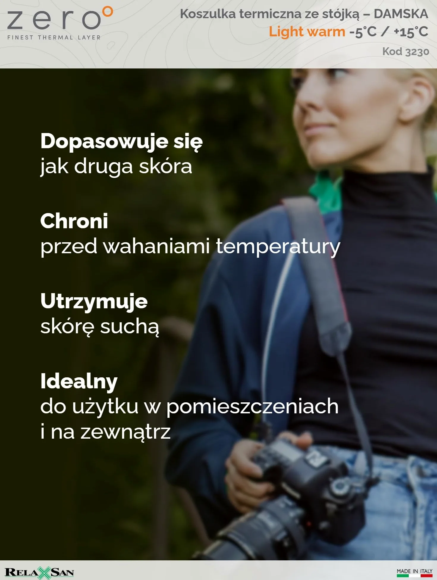 Relaxsan Zero 3230 - Damski Golf Termoaktywny Długi Rękaw Golf Wełna Merynosowa