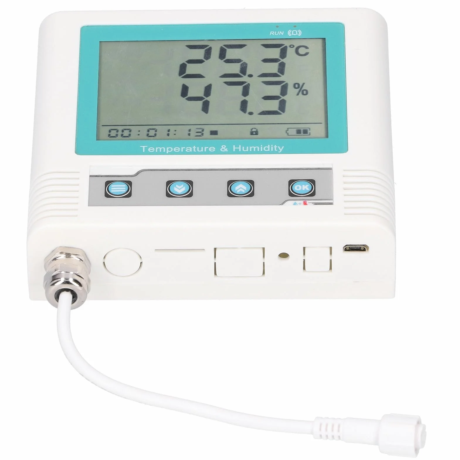Rejestrator Danych Temperatury i Wilgotności Wyświetlacz LCD Rejestrator USB Czujnik DC 5 V o Wysokiej Dokładności Alarm Dźwiękowy do Monitorowania Temperatury i Wilgotności