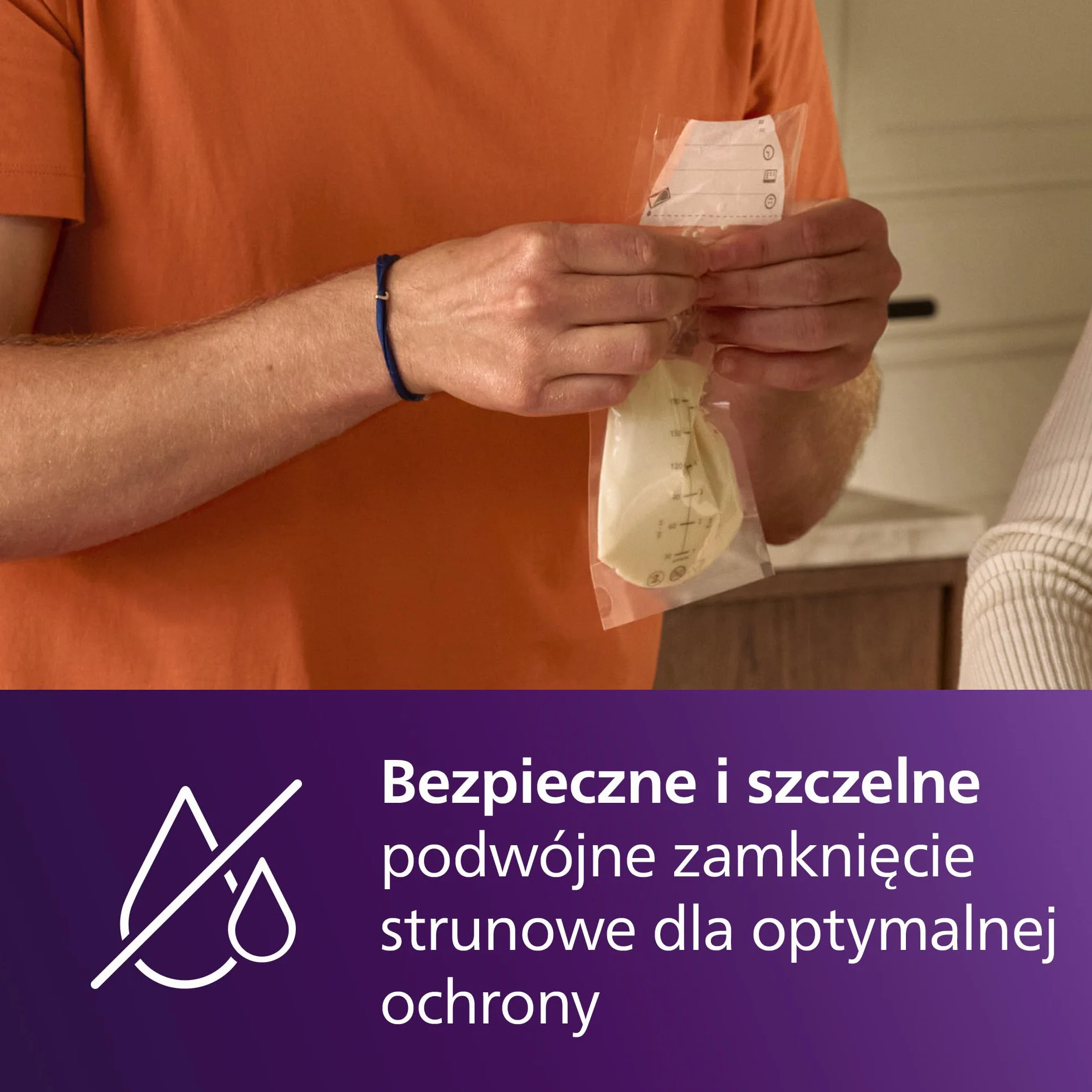 Philips Avent Woreczki do przechowywania pokarmu, Wysterylizowany, Szeroki otwór, Wykonany z materiału niezawierającego bisfenolu A, Solidność i wytrzymałość, 180 ml, 25 woreczków, SCF603/25