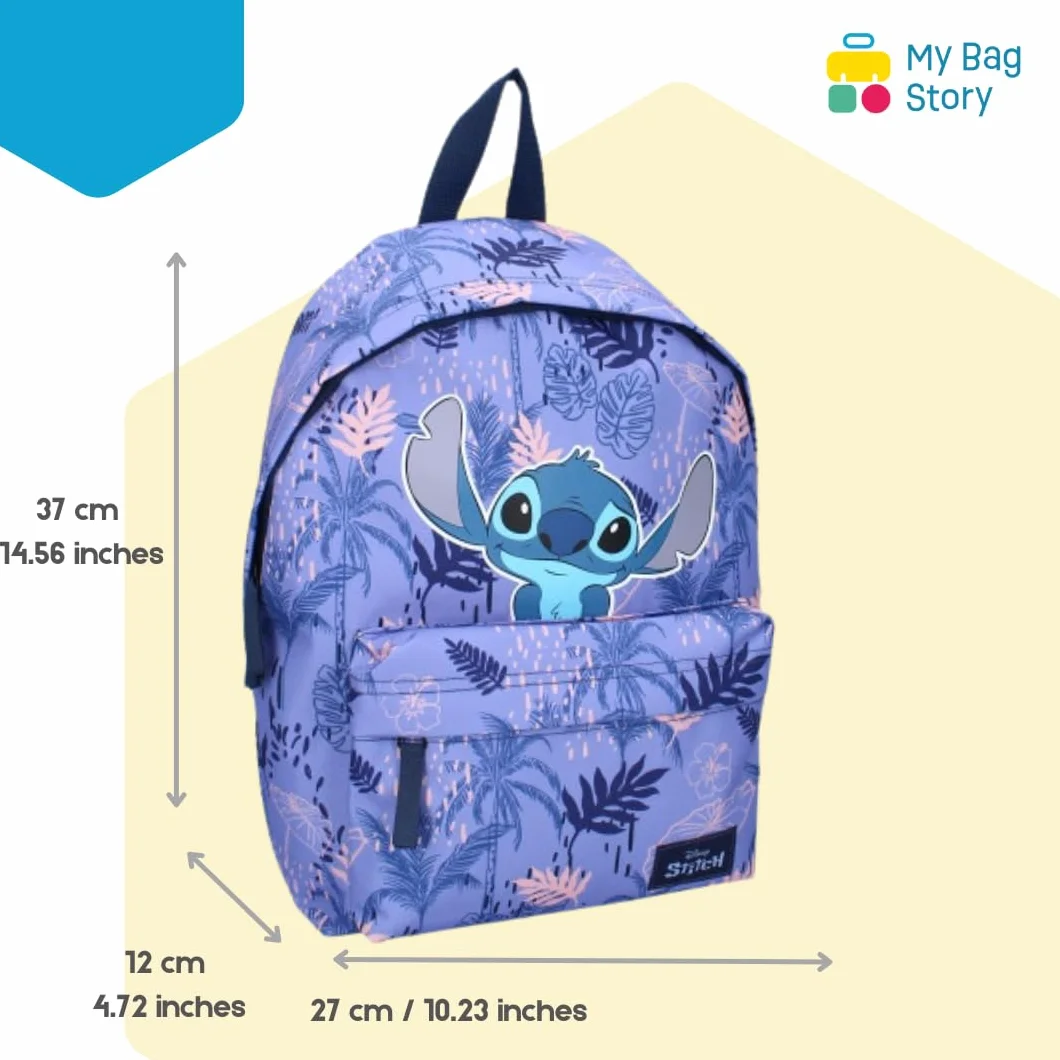 mybagstory - Plecak - Stitch - Disney - Fioletowy - Dzieci - Szkoła - Szkoła Podstawowa - Przedszkole - Przedszkole - Tornister dziewczęcy - Rozmiar 37 cm - Regulowane ramiączka - Pomysł na prezent,