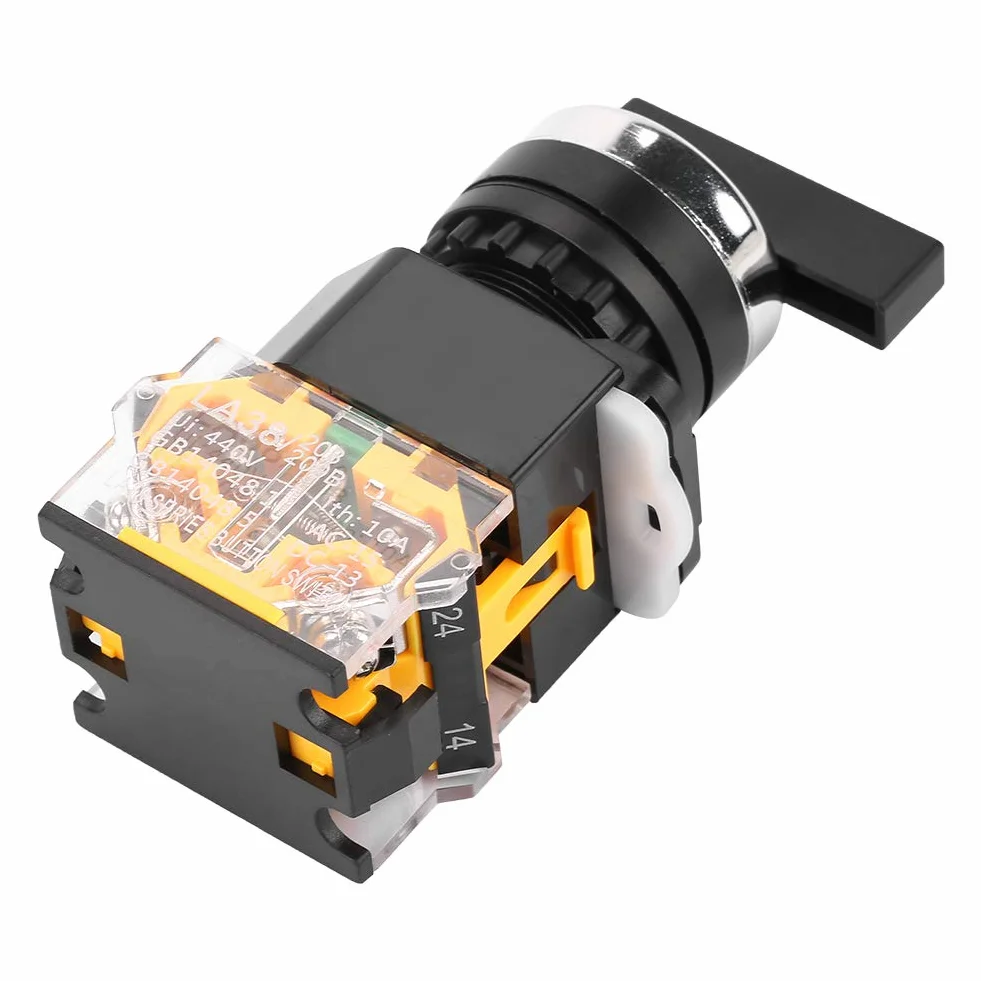 Przełącznik chwilowy przełącznika obrotowego LA38-20BX33 22 mm, 3-pozycyjny automatyczny reset mini z długim uchwytem