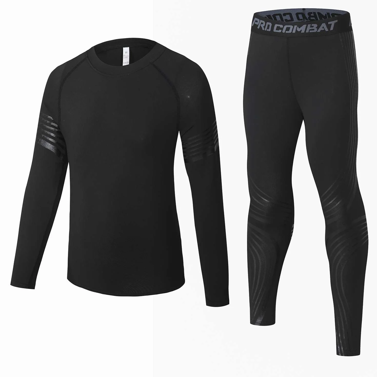 Echinodon Dziecięca bielizna sportowa, piłka nożna, zestaw bielizny funkcyjnej, koszulka kompresyjna, bielizna kompresyjna, do treningu, jazdy na nartach, jazdy na rowerze