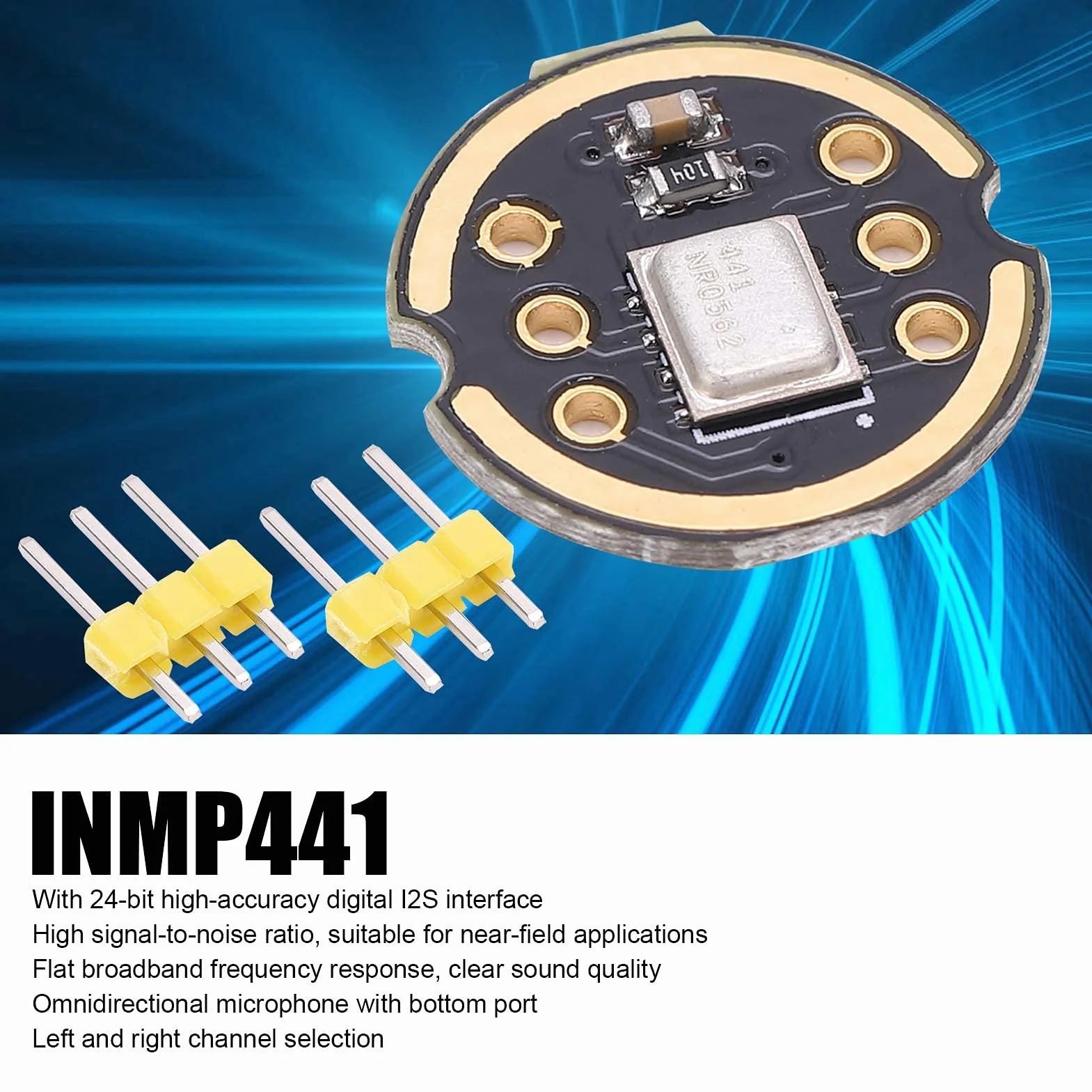 Moduł Mikrofonowy INMP441 Wielokierunkowy Interfejs I2S z Pinami, moduł Mikrofonu o Wysokiej Rozdzielczości z Naturalnym Dźwiękiem