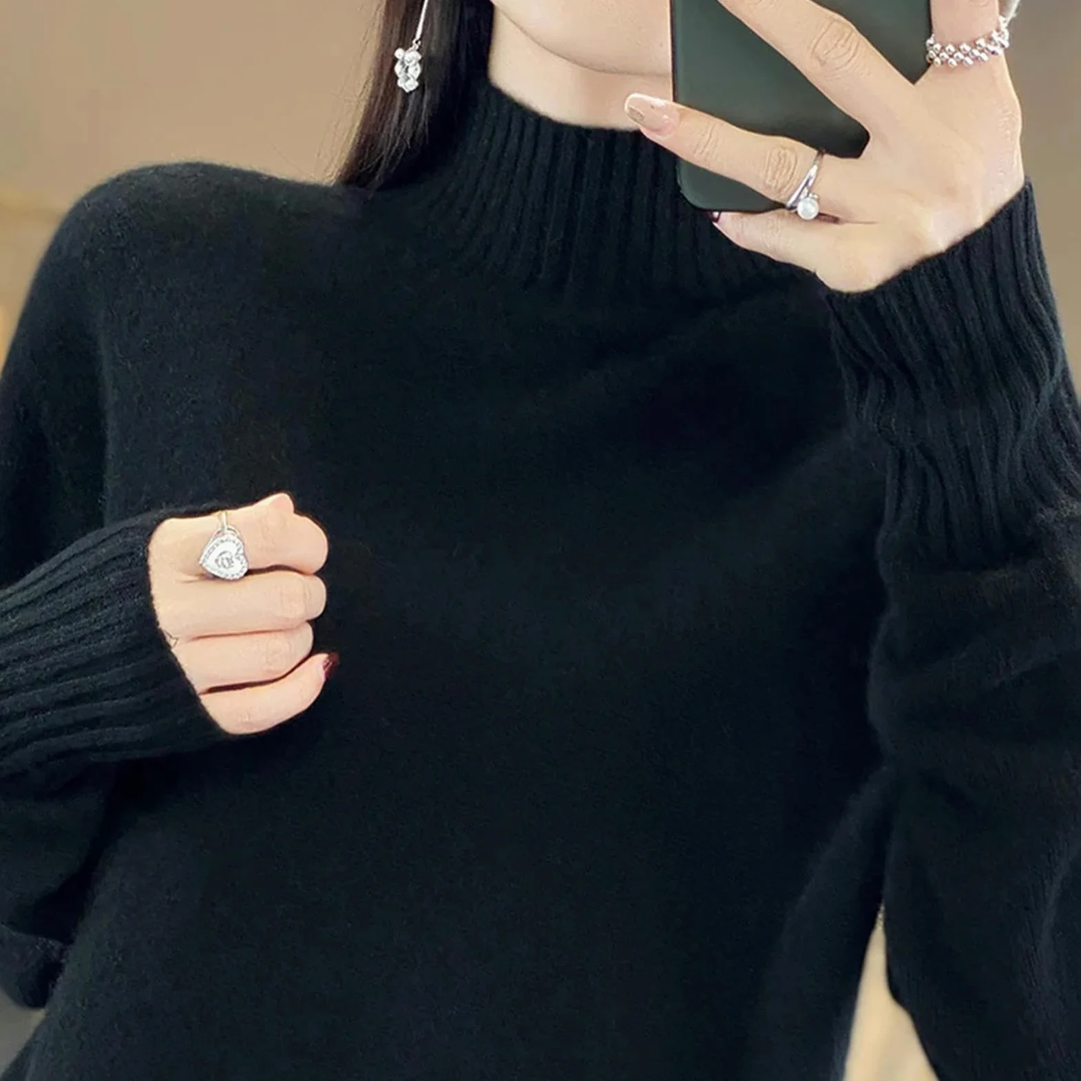 Sweter damski na jesień i zimę sweter damski z golfem sweter luźna odzież damska