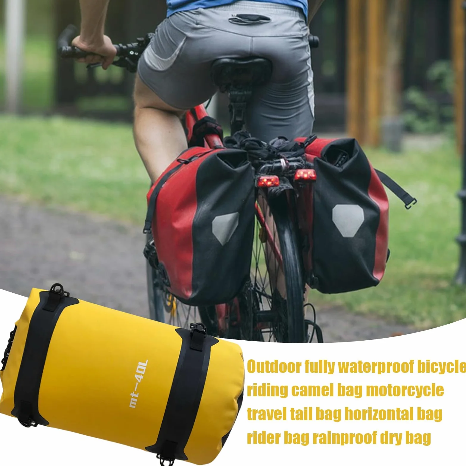 Torba Motocyklowa 40 Litrów Wodoodporny Organizer Bagażowy | Torba Motocyklowa do Roweru, Motocykla, Podróży, Turystyki, Kasku, Sprzętu, Narzędzi i