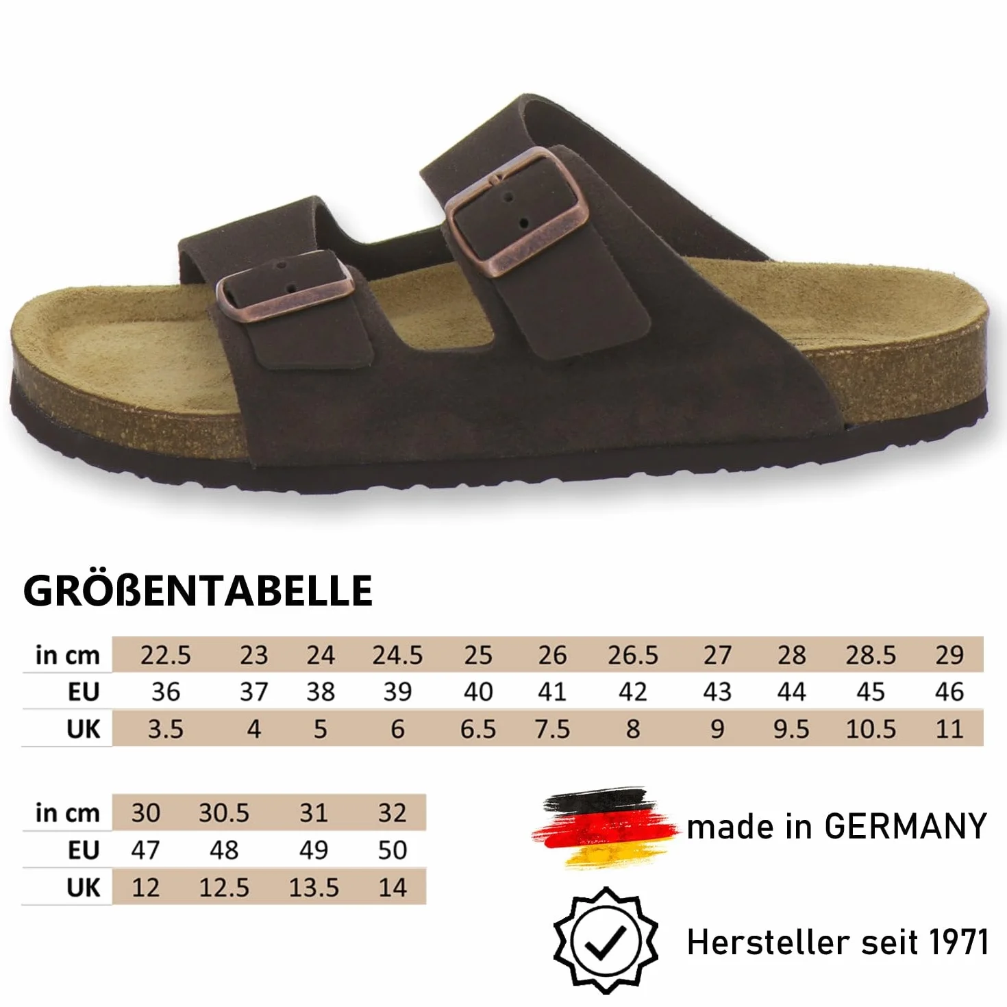 AFS-Schuhe 3100 wygodne klapki dla mężczyzn, skórzane, kapcie robocze, wyprodukowane w Niemczech