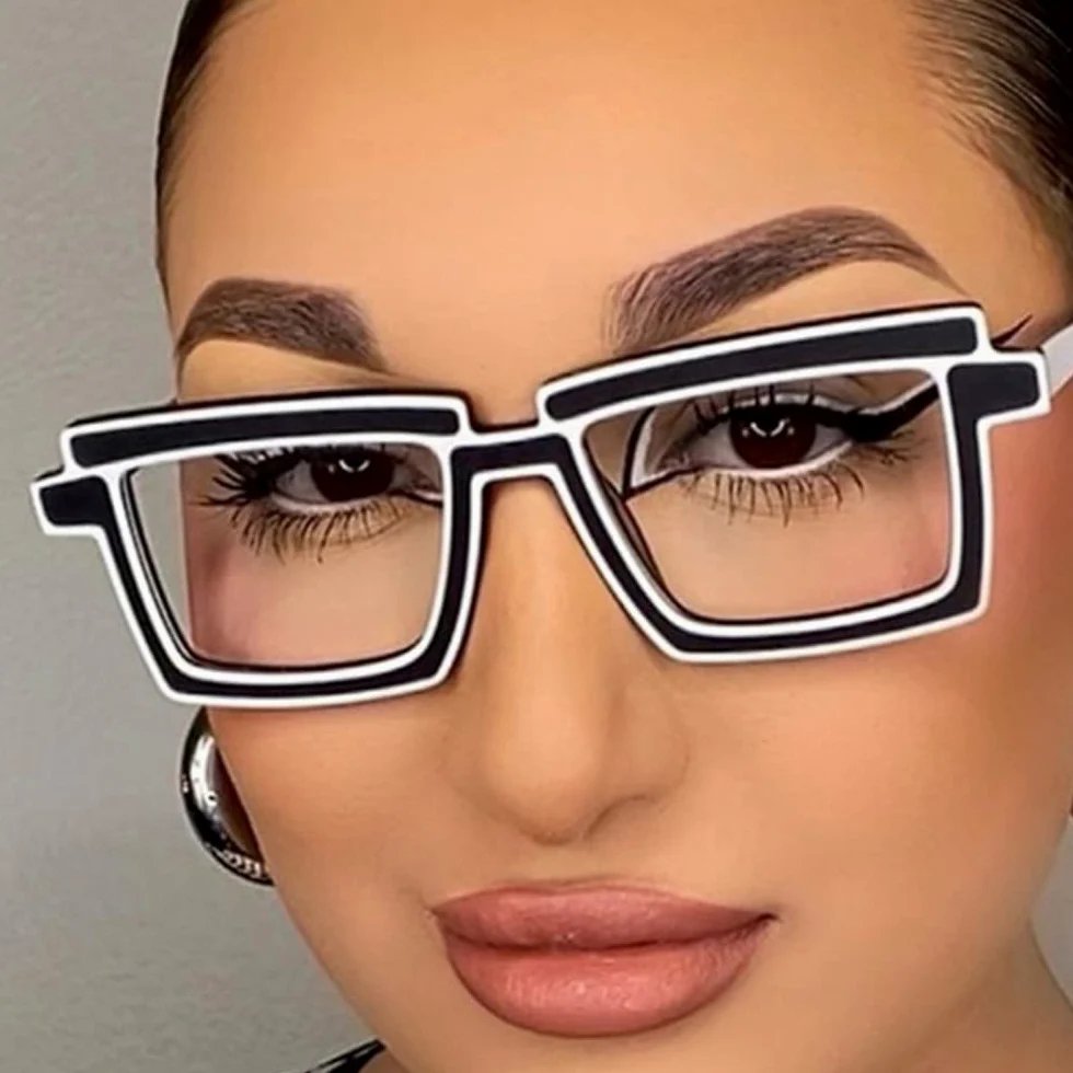 Retro prostokątne okulary ramka kobieta mężczyzna kwadratowe okulary