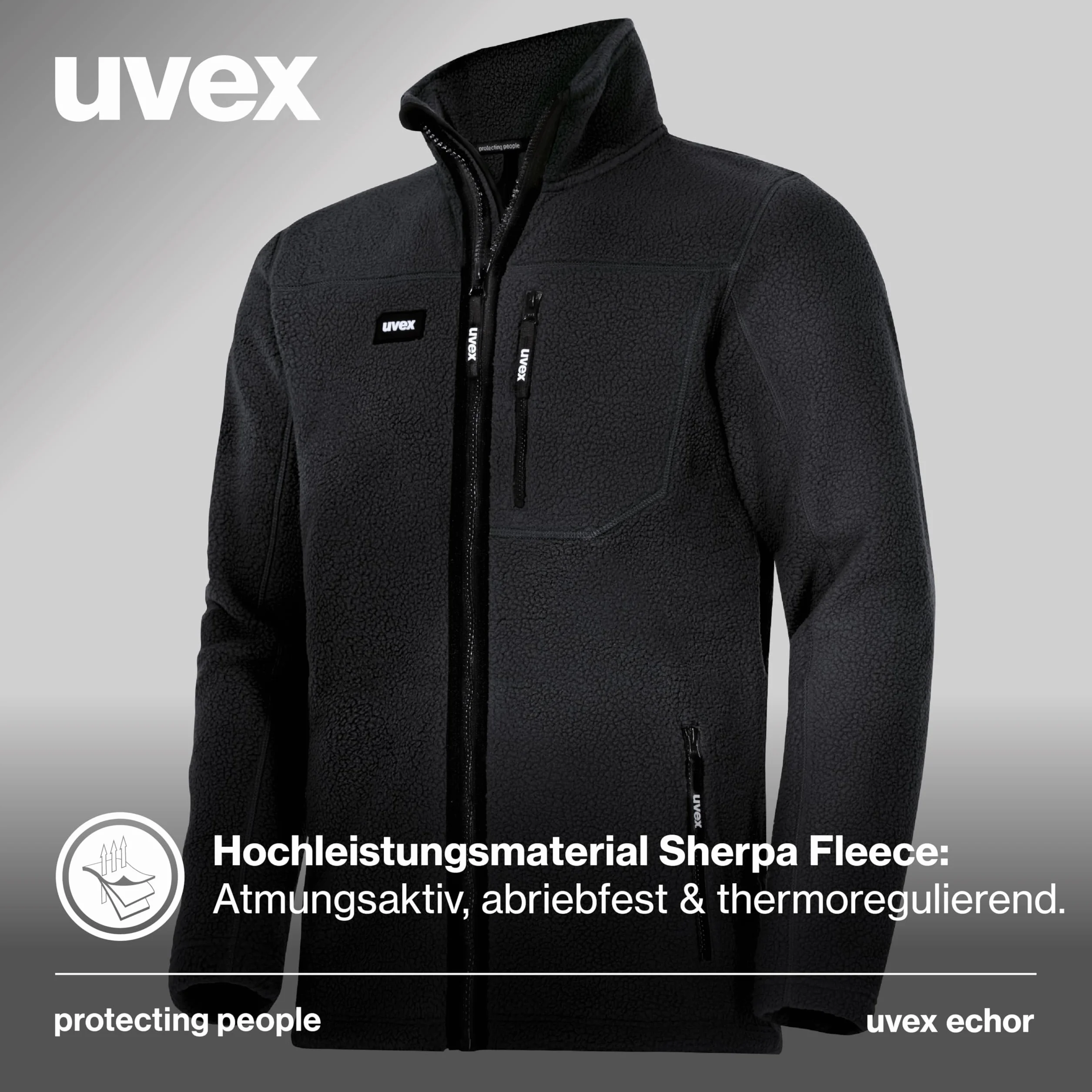 Uvex Echor kurtka polarowa, męska kurtka robocza, kurtka outdoorowa z polarem Sherpa