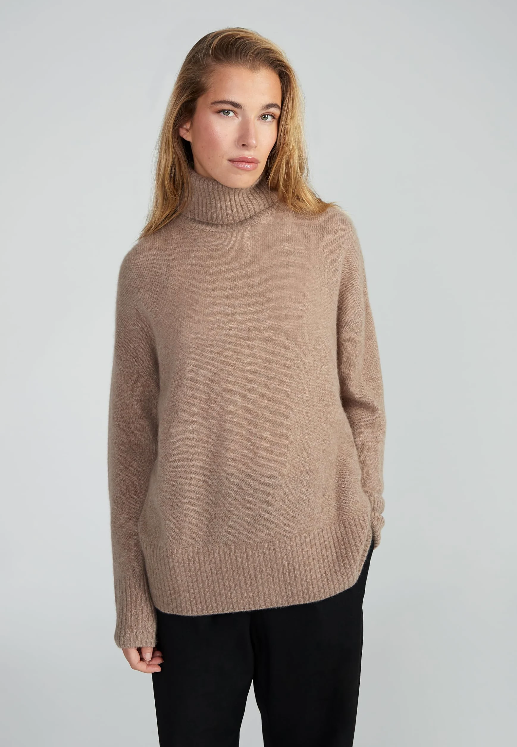 Style & Republic Damski sweter z golfem o kroju oversize, wykonany w 100% z kaszmiru, duży krój, stylowy sweter z dzianiny premium z kaszmirem na jesień i zimę