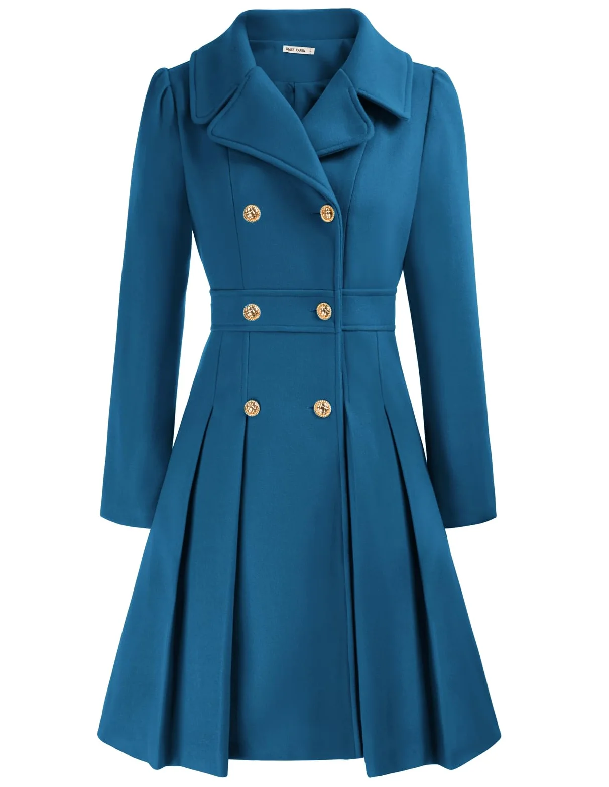 GRACE KARIN Płaszcz damski płaszcz zimowy revers płaszcz trencz zimowy długi płaszcz swing kurtka Outwear z paskiem CLX005A20