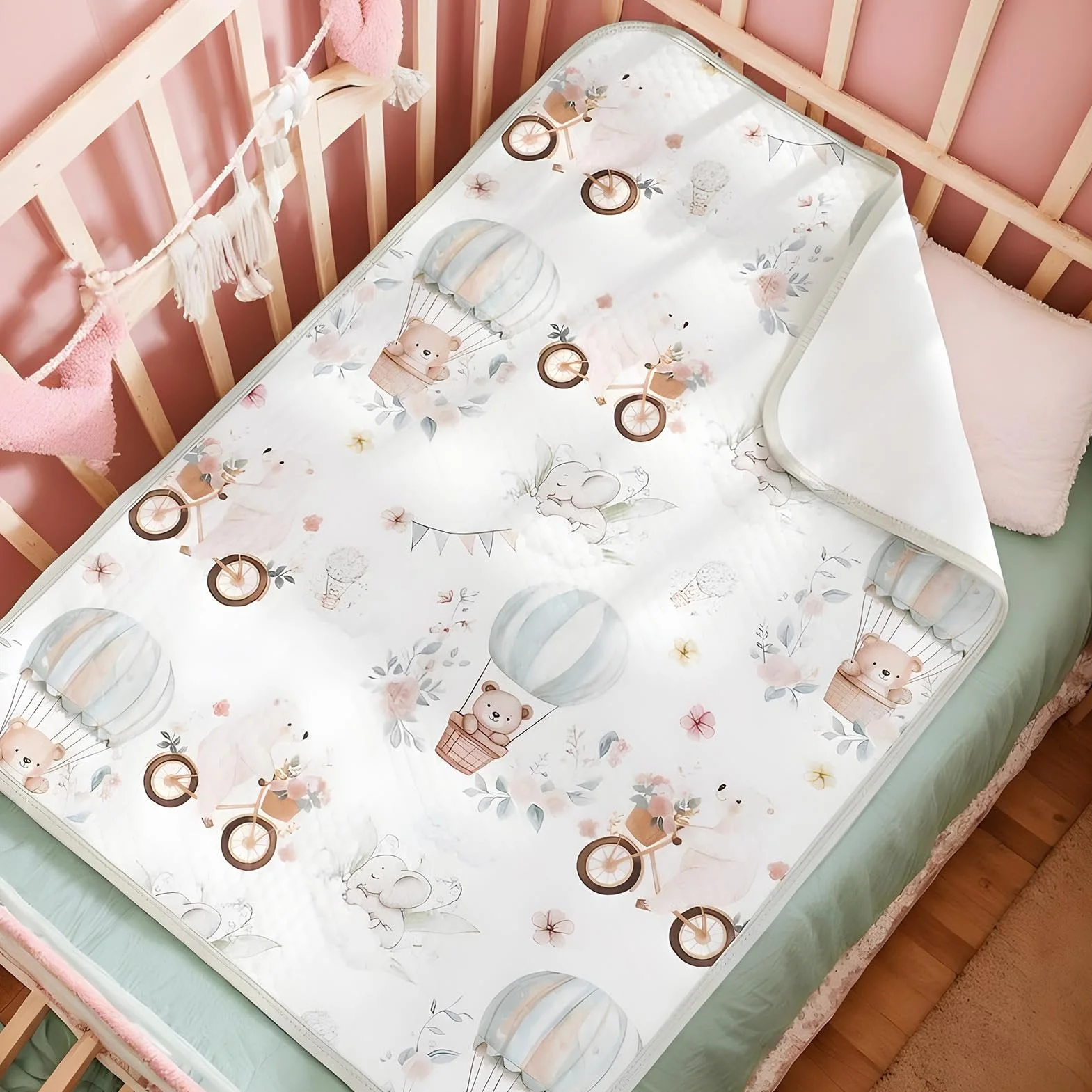 Waterproof Crib Mattress Protector, Absorbent Bassinet Liner Sheet 70x50cm, Potty Training, Nursery Setup, Overnight Protection for Travel and Home, Enduring and Washable