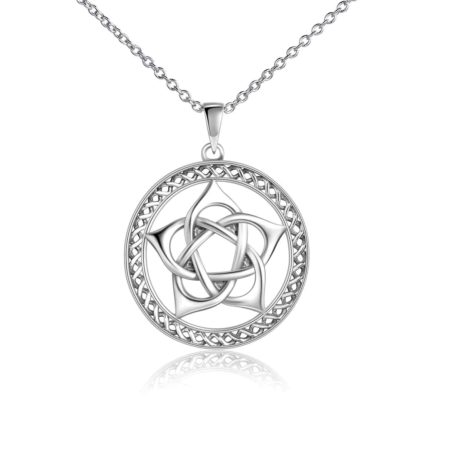 YAFEINI Pentacle naszyjnik srebro Pentagram Pentagram wisiorek naszyjnik wikańska biżuteria dla kobiet mężczyzn prezenty e Srebro, cod. PYX3253