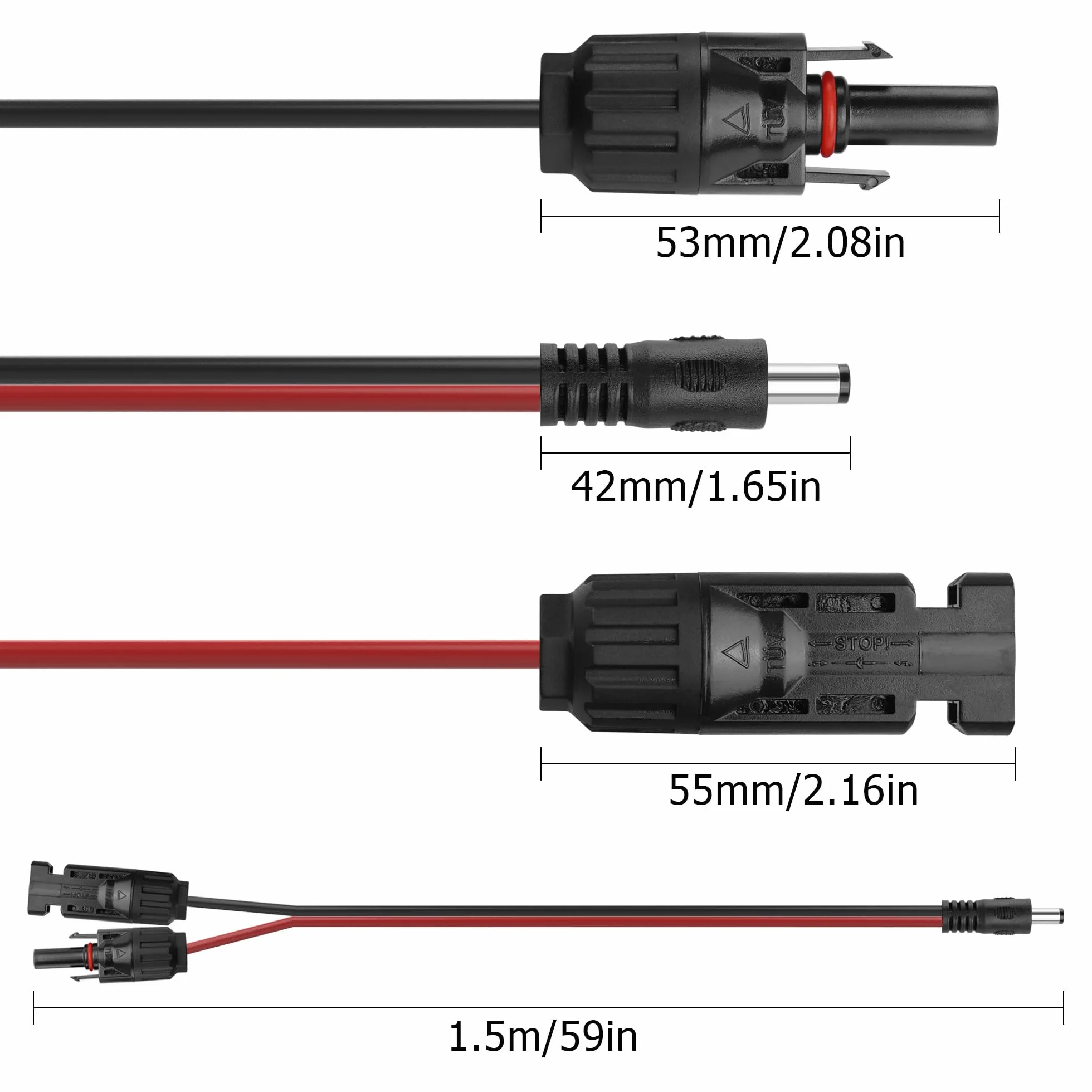 YACSEJAO Złącze panelu słonecznego do DC 5,5 x 2,1 mm, kabel przedłużający Power Extension, 16 AWG, panel słoneczny do kabla do ładowania DC, ładowarka do paneli słonecznych i przenośnego generatora