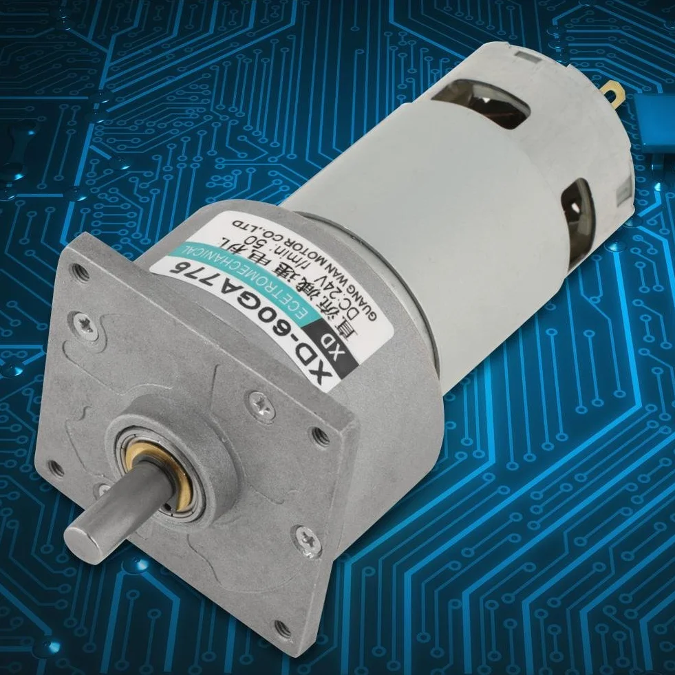 DC12V/24V 35W Mini metalowy silnik z regulowaną prędkością prądu stałego duży moment obrotowy CW/CCW XD-GA775(24V 50 obr./min)