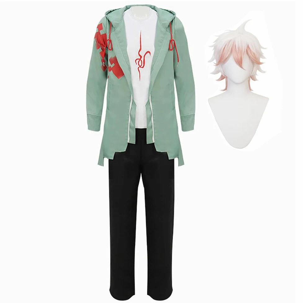 Zhongkaihua Nagito Komaeda kostium cosplay, mundurek szkolny, bluza z kapturem, kurtka i koszulka, strój, przebranie na Halloween, pełny zestaw