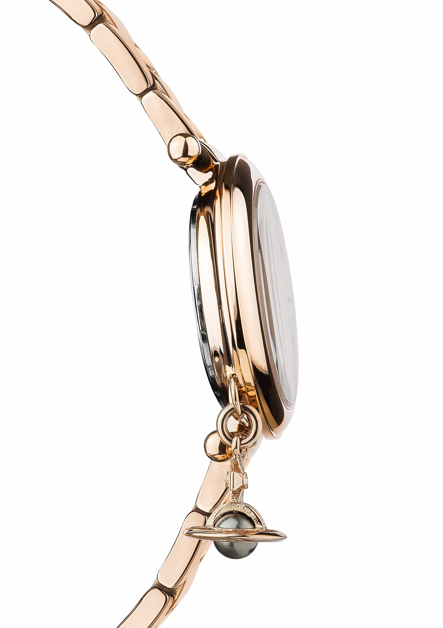 Vivienne Westwood Mother Orb damski zegarek kwarcowy z brązową tarczą MOP i bransoletką ze stali nierdzewnej w kolorze różowego złota VV006PBRRS, Brązowy, 32 mm, VV006PBRRS-AMZUK