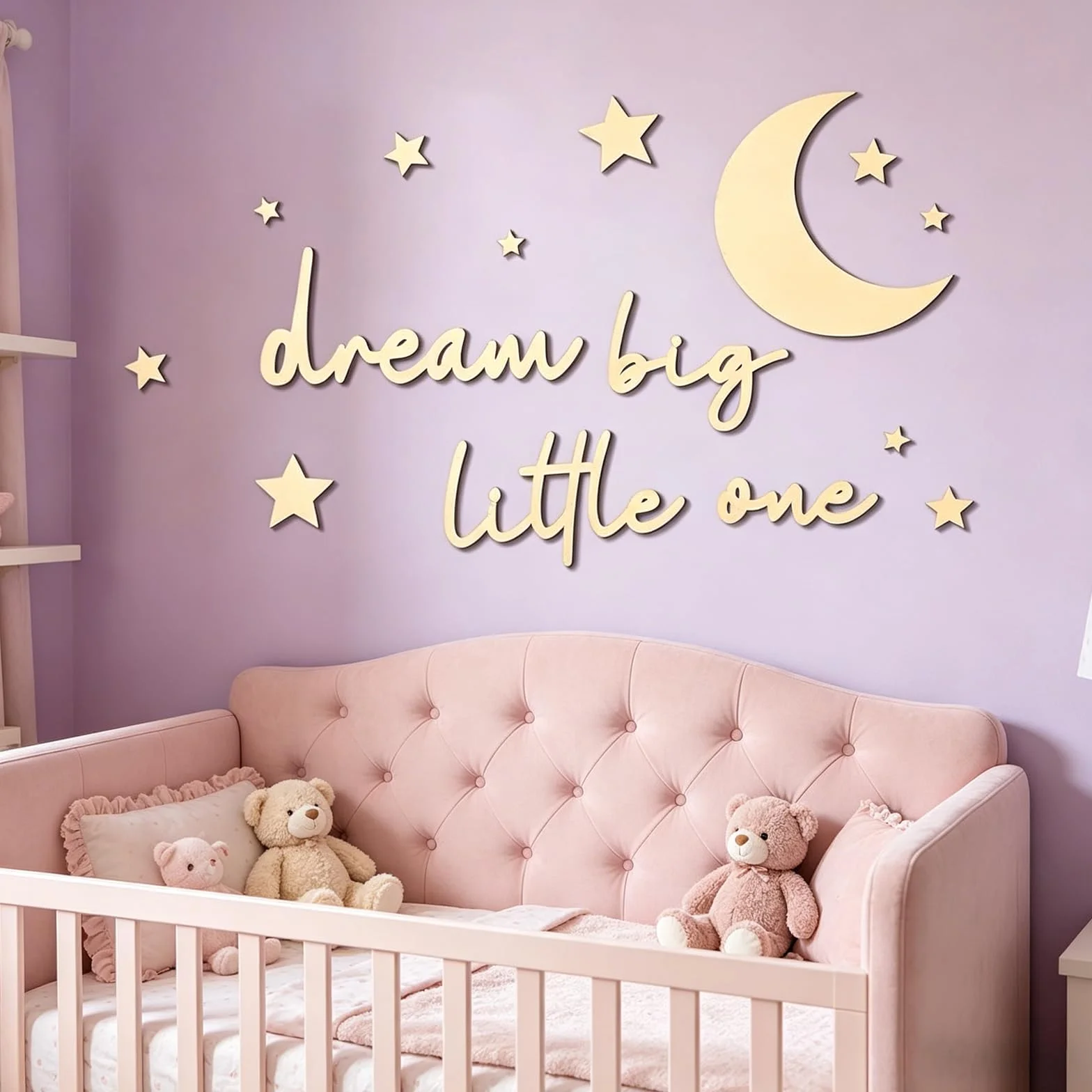 Lufdegim 11 sztuk drewnianych liter do dekoracji ścian Dream Big Little One, drewno, napis ścienny, dekoracja ścienna, do pokoju dziecięcego, sypialni, salonu, dekoracja