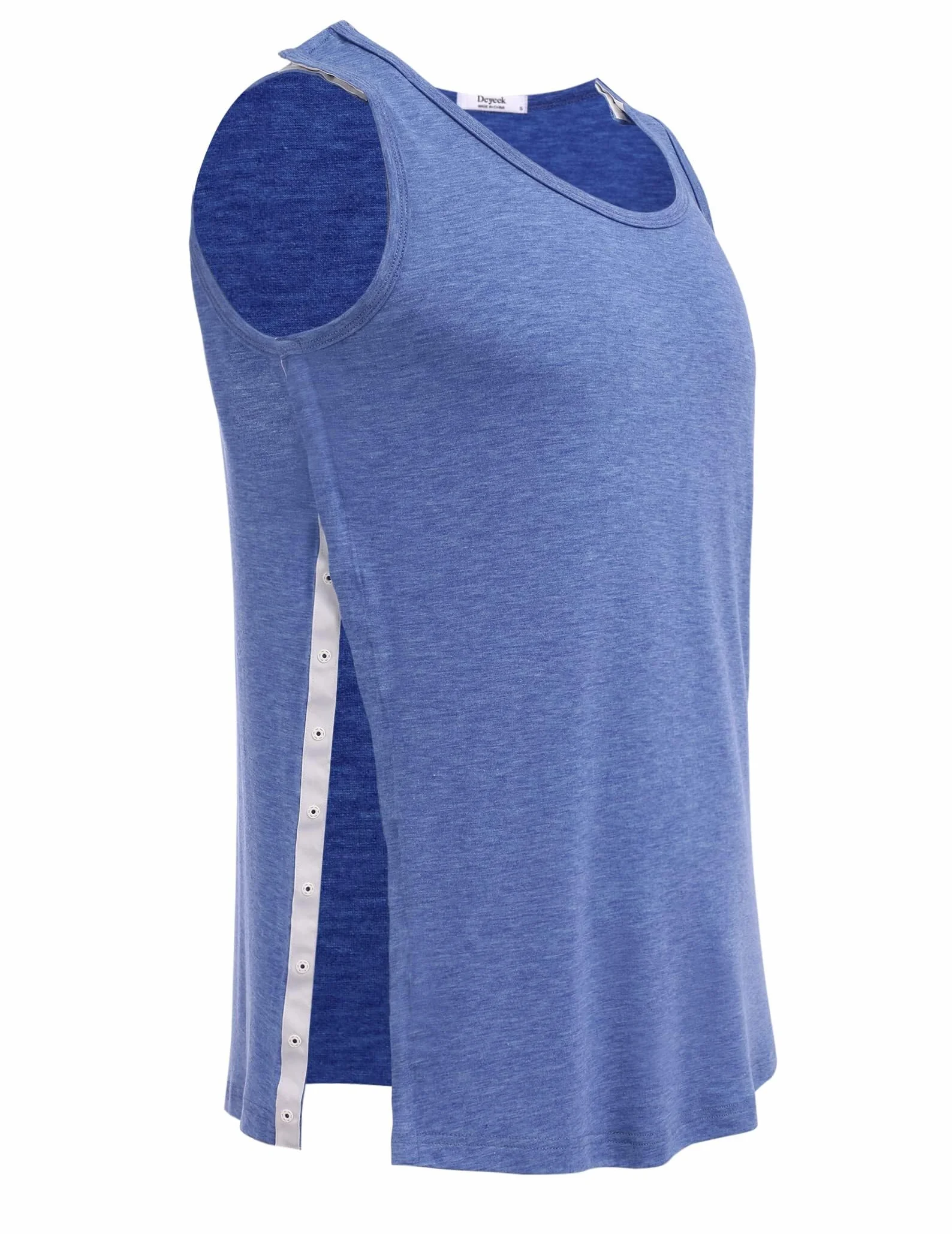 PINSPARK Koszulka unisex po operacji na ramionach, po operacjach chirurgicznych, podkoszulek damski, na rehabilitację, męski snap open, odrywany, t-shirt, chemia, mankiet rotatorów, odzież S-XXL