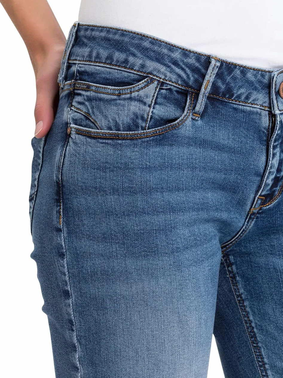 Cross Damskie jeansy Rose High Waist Straight Regular Fit, Mid Blue (061), 31W / 36L