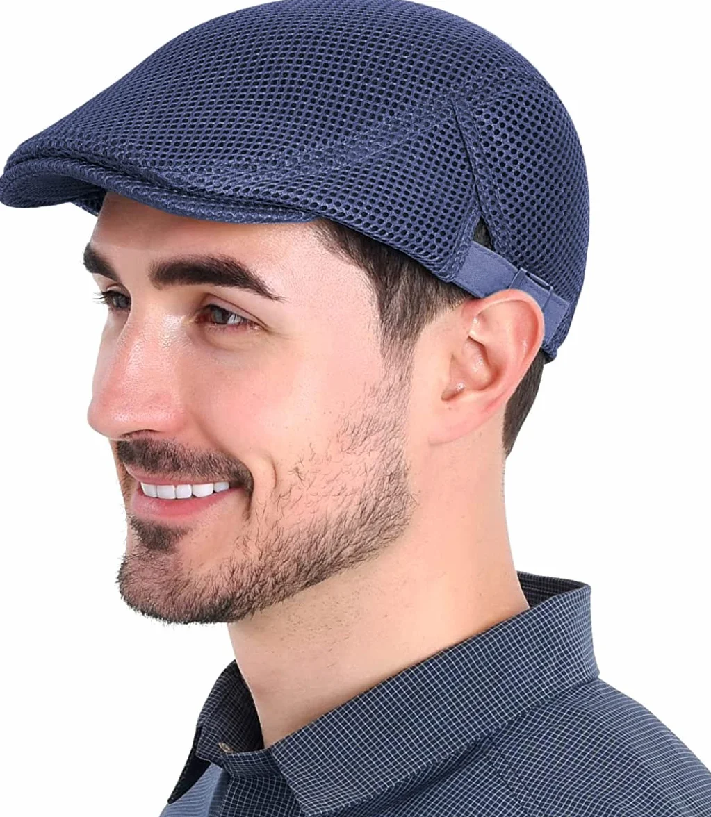 YAMEE Czapka przeciwsłoneczna, beret, męski, na lato, oddychająca siateczka, czapka damska, unisex, czapka z daszkiem, czapka sportowa Gatsby Newsboy, czapka beretowa, rozmiar 56 cm-60 cm