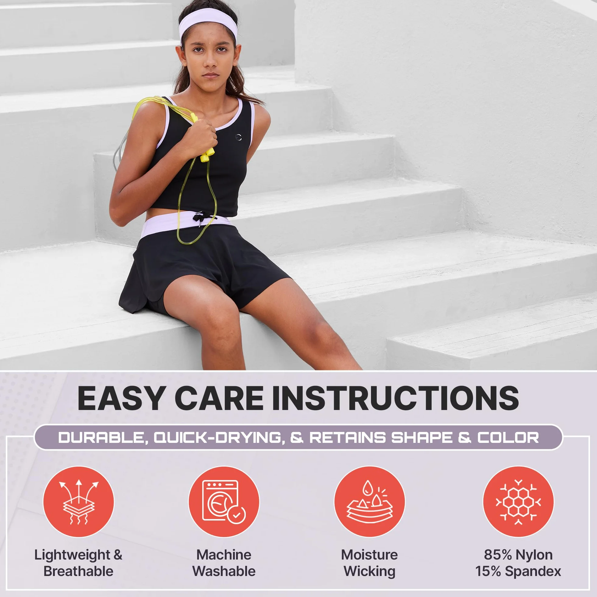 Zestaw odzieży sportowej dla dziewcząt Butterfly Shorts Skirts & Sleeveless Tops 5 sztuk