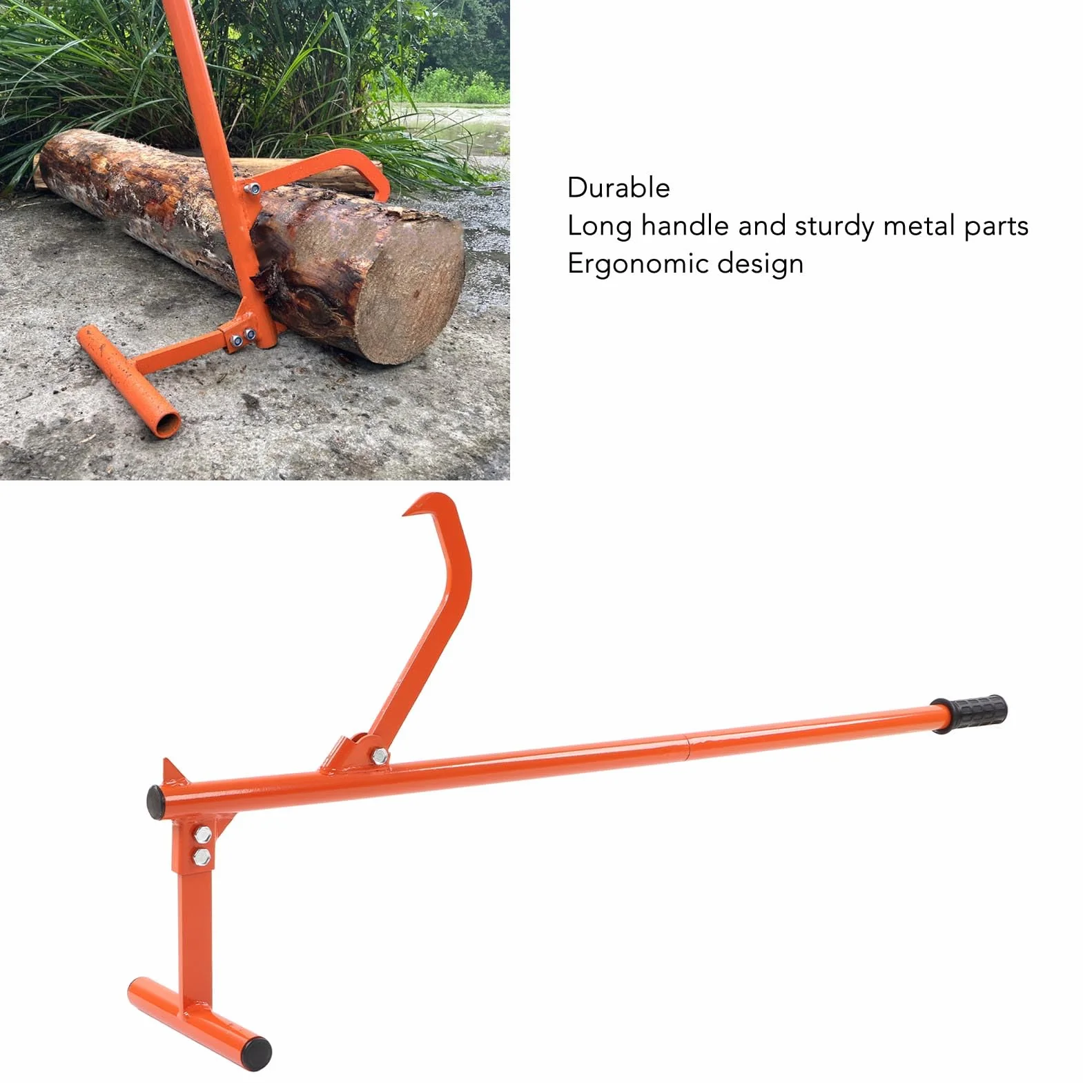 Timberjack Podnośnik do Drewna, Regulowany Hak na Rolki, Stalowy, do Nawijania i Podnoszenia Polan