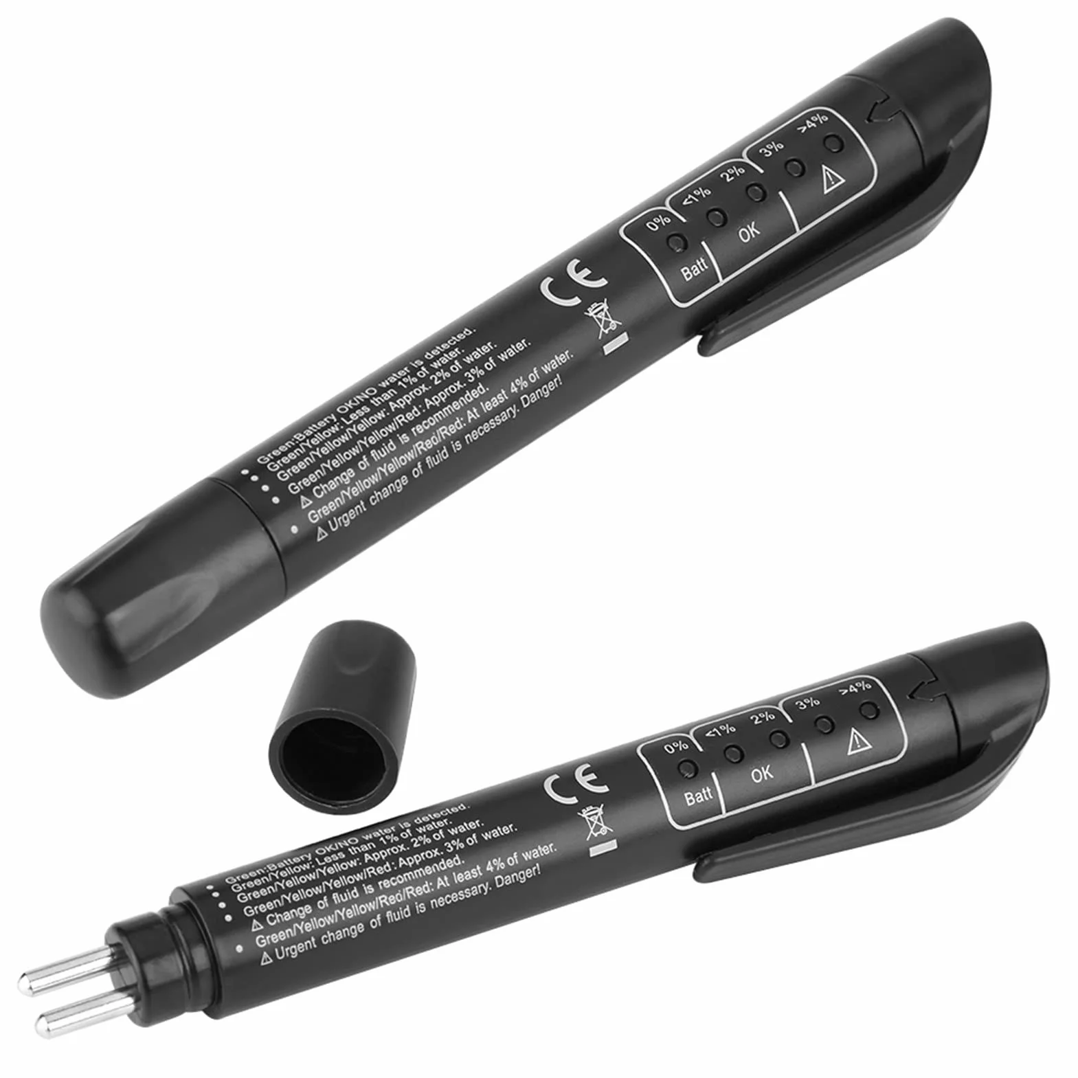 Keenso Tester płynu hamulcowego, czarny cyfrowy długopis do kontroli jakości tester płynu hamulcowego z 5 diodami LED dla DOT3 / DOT4 / DOT5