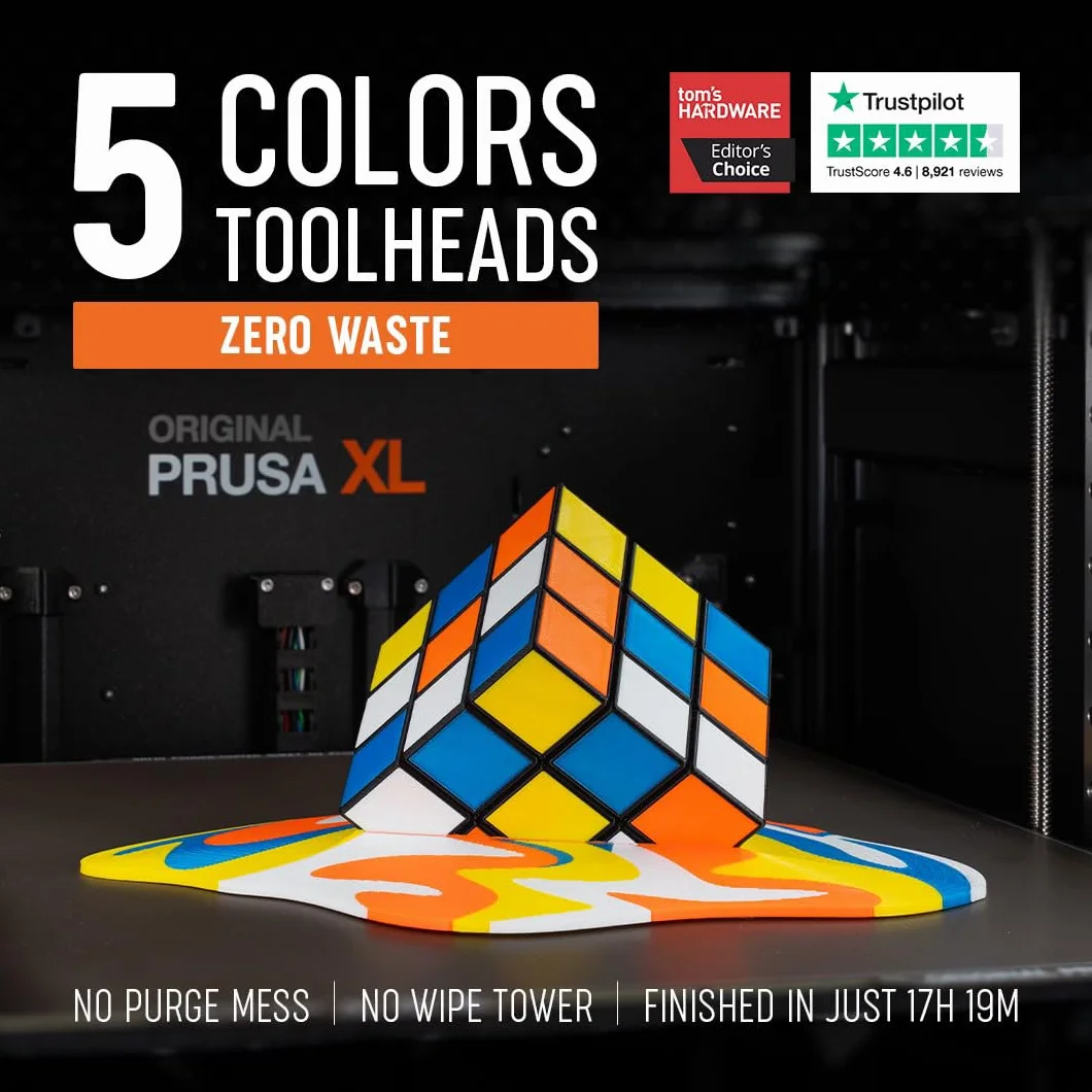 Original PRUSA Drukarka 3D XL zmontowana 5 głowic narzędziowych, drukarka 3D CoreXY na dużą skalę, zmontowana i przetestowana, pojemność konstrukcji 35 x 30 cm x 40 cm, 5 głowic
