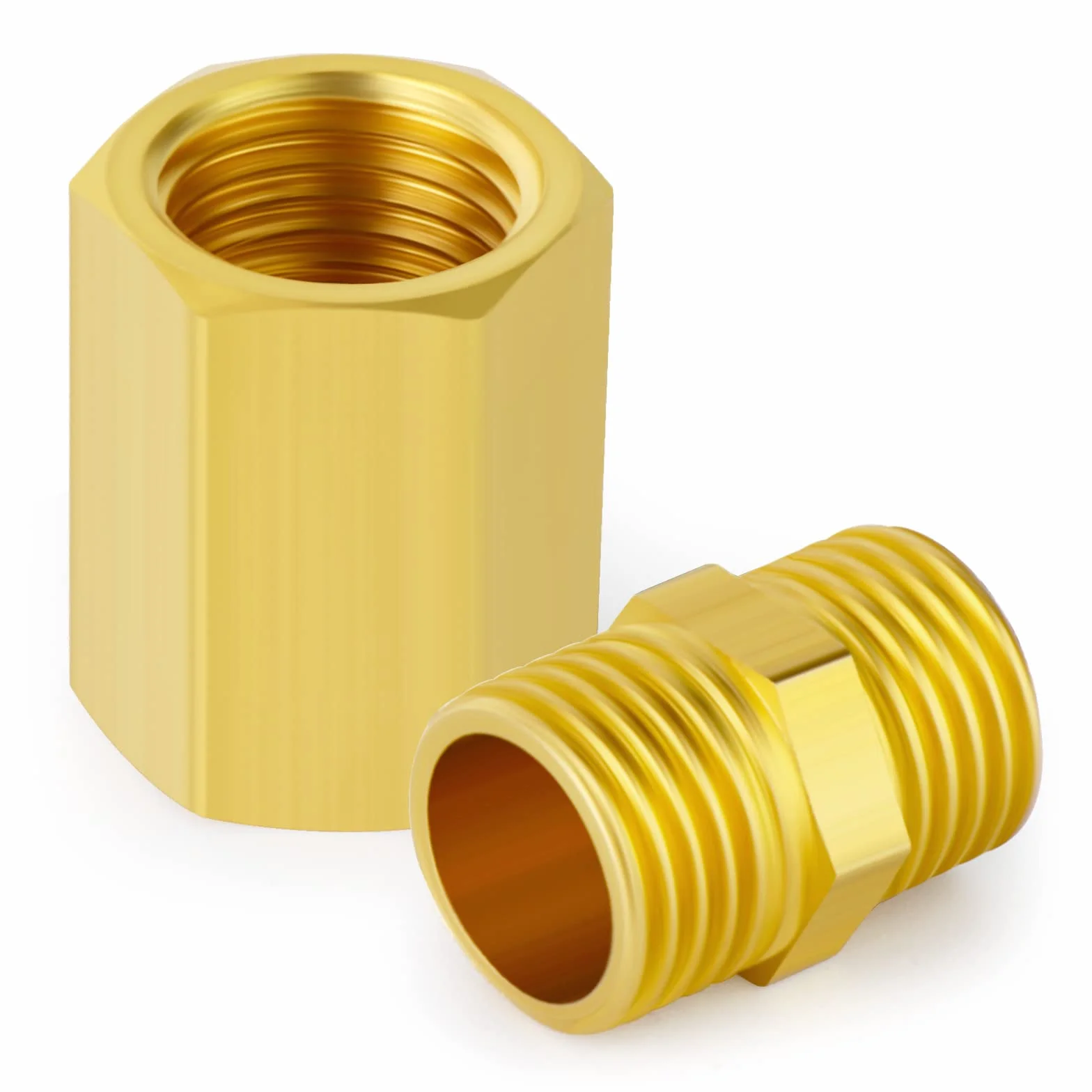 12 sztuk 1/4" x 1/4" mosiężne złączki rurowe do metali, złączka sześciokątna i łącznik sześciokątny, wąż z gwintem męskim 1/4 "x 1/4" BSP, wąż z gwintem wewnętrznym BSP 1/4" x 1/4"