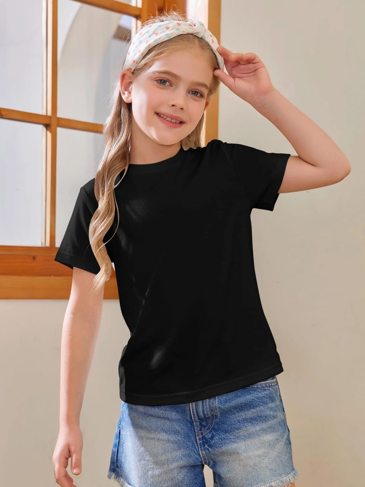Haloumoning Dziewczęce t-shirty z krótkim rękawem dla dzieci, na lato, okrągły dekolt, do noszenia na co dzień, oversized