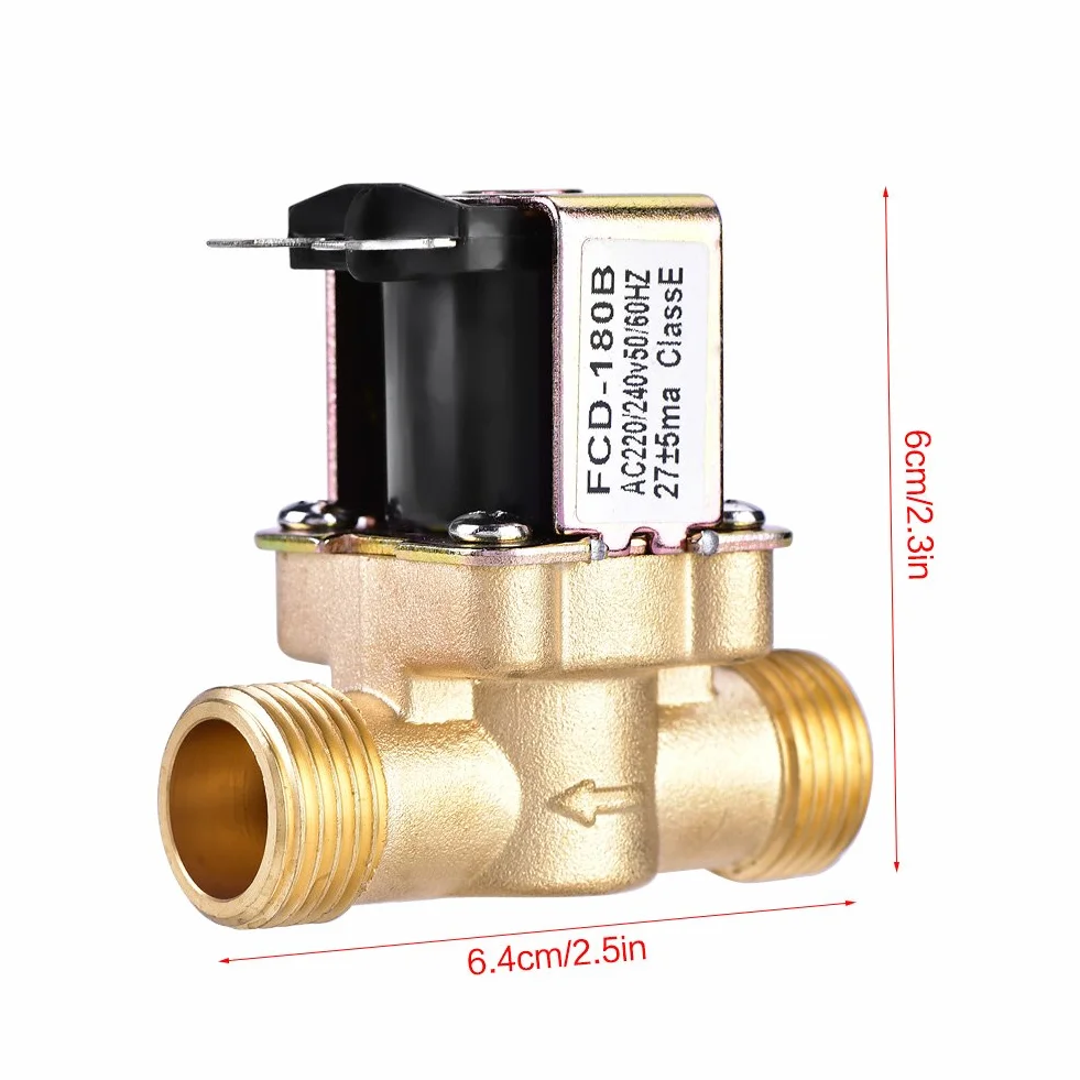 Mosiężny elektromagnetyczny zawór wodny 1/2", normalnie w pozycji zamkniętej, AC 220 V - do kontroli wody, ochrony przed korozją i zapewnienia trwałości