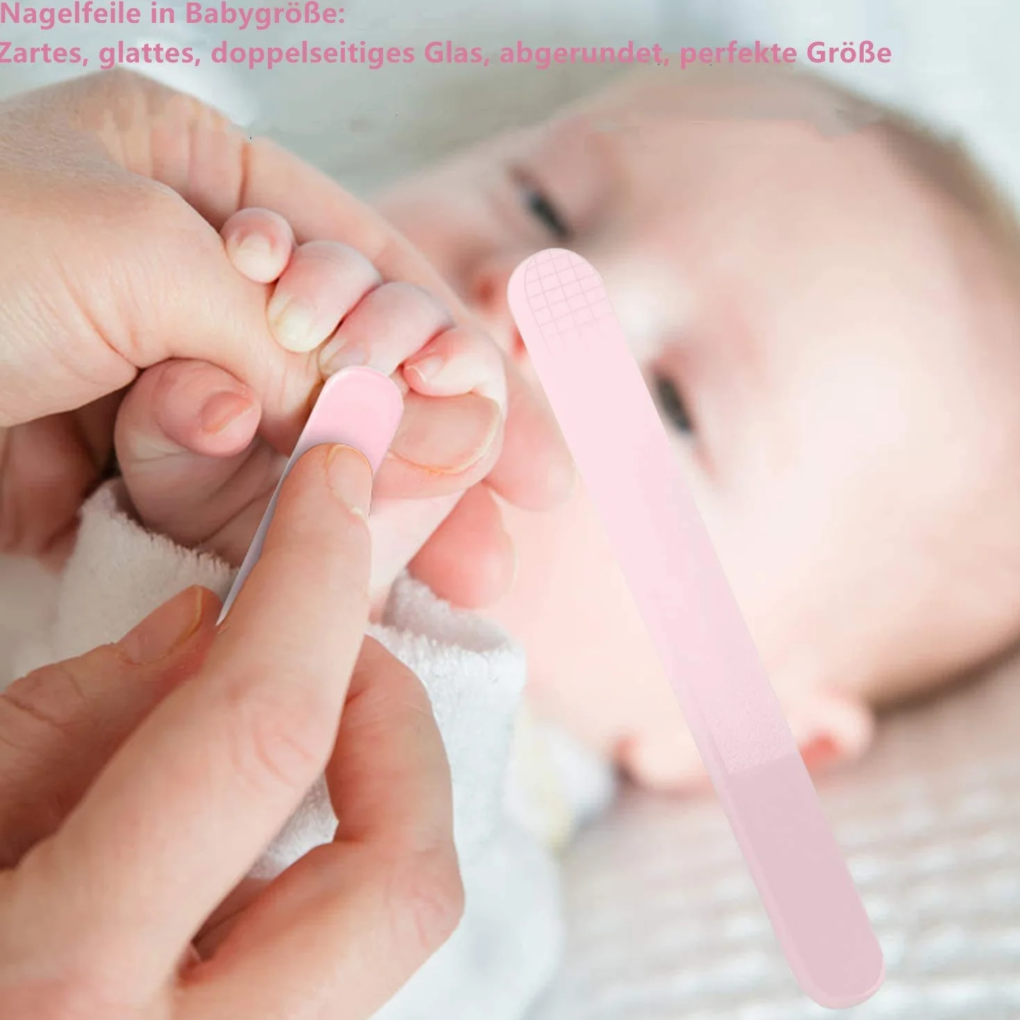 VOARGE Zestaw do pielęgnacji paznokci dla noworodków, zestaw do pielęgnacji niemowląt, z bezpiecznym obcinaczem do paznokci, nożyczkami, pęsetą i pilnikiem do paznokci, różowy