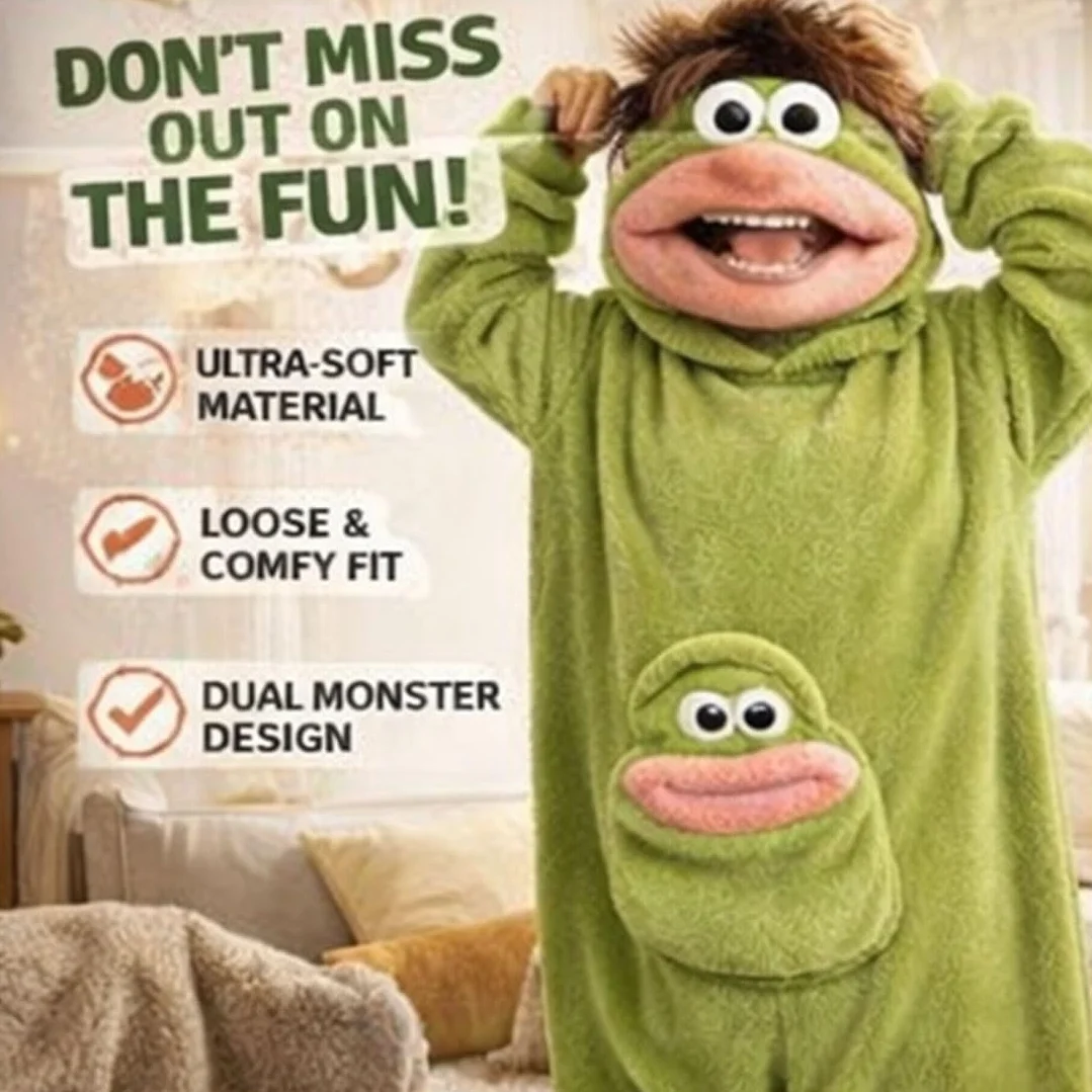 Monster Onesie, Big Mouth Monster Onesie, zabawna piżama Monster głupia, nadająca się do noszenia Onesie, unisex pluszowa odzież domowa na imprezę zdjęciową