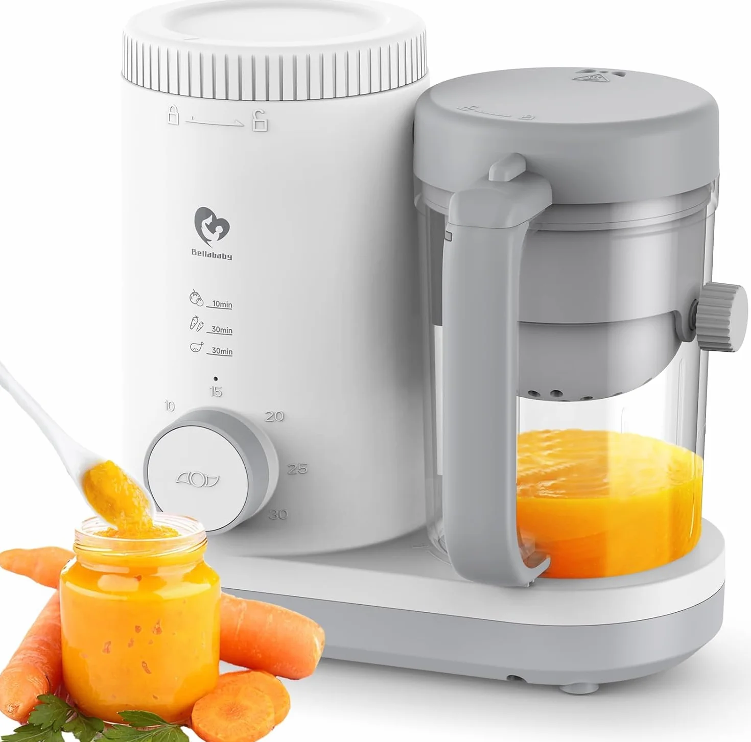 Robot Cooker, mikser dla niemowląt, parowar dla niemowląt z odwracalnym koszem parowym, łatwa obsługa jednym przyciskiem i duży otwór ułatwiający czyszczenie. Precesor żywności dla niemowląt