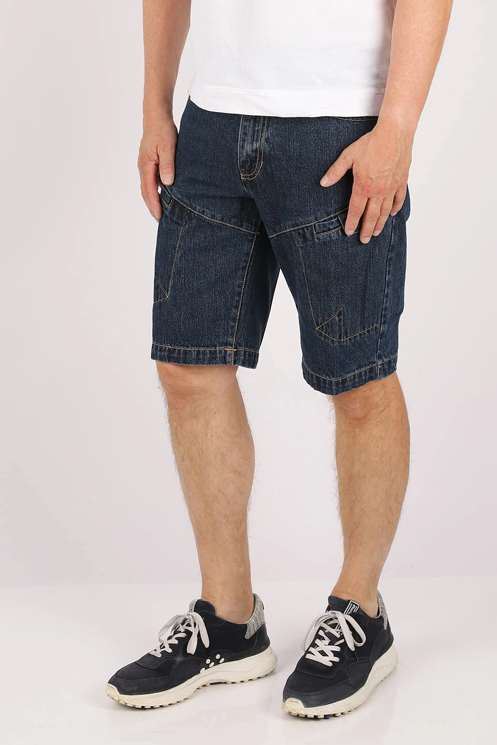 Schuerzenfabrik Męskie krótkie spodenki jeansowe 5 kieszeni cargo 100% bawełna