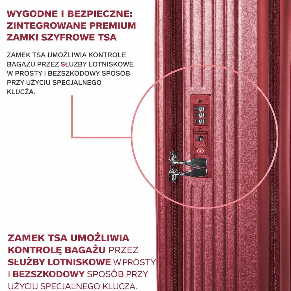 Zestaw 3 walizek z twardego poliwęglanu, specjalny system otwierania z przodu z przegródką organizera, możliwość rozszerzenia, 51 61 71 cm, zamek szyfrowy TSA, podwójne kółka 360 stopni
