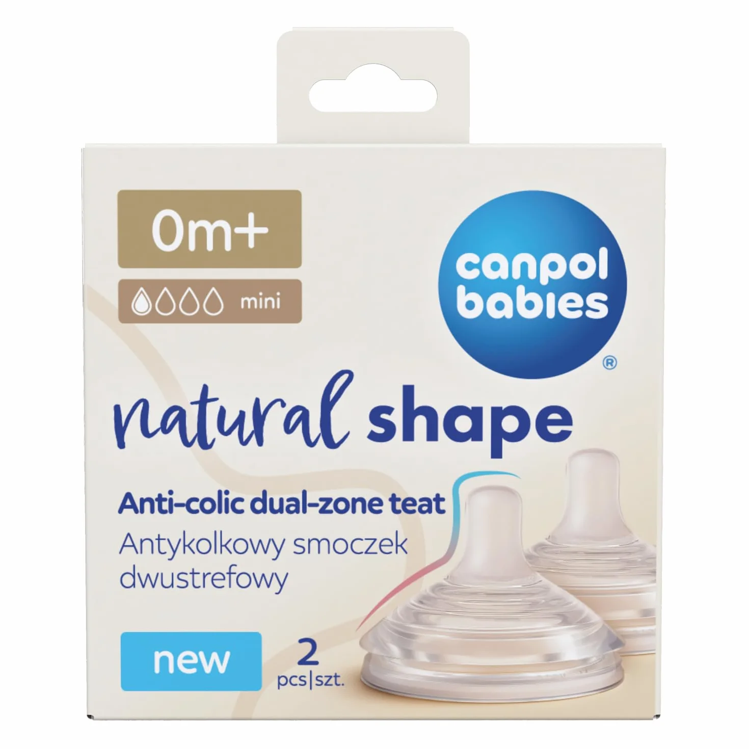 Canpol babies Antykolkowy smoczek dwustrefowy Natural Shape 2 szt. (mini: 0m+)