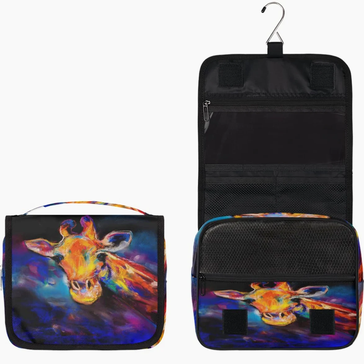 Żyrafa Malarstwo Podróżna Kosmetyczka Żyrafa Mycie Torba Unisex Wiszące przybory toaletowe Kosmetyczka Organizer do makijażu, wielobarwny, Jeden rozmiar