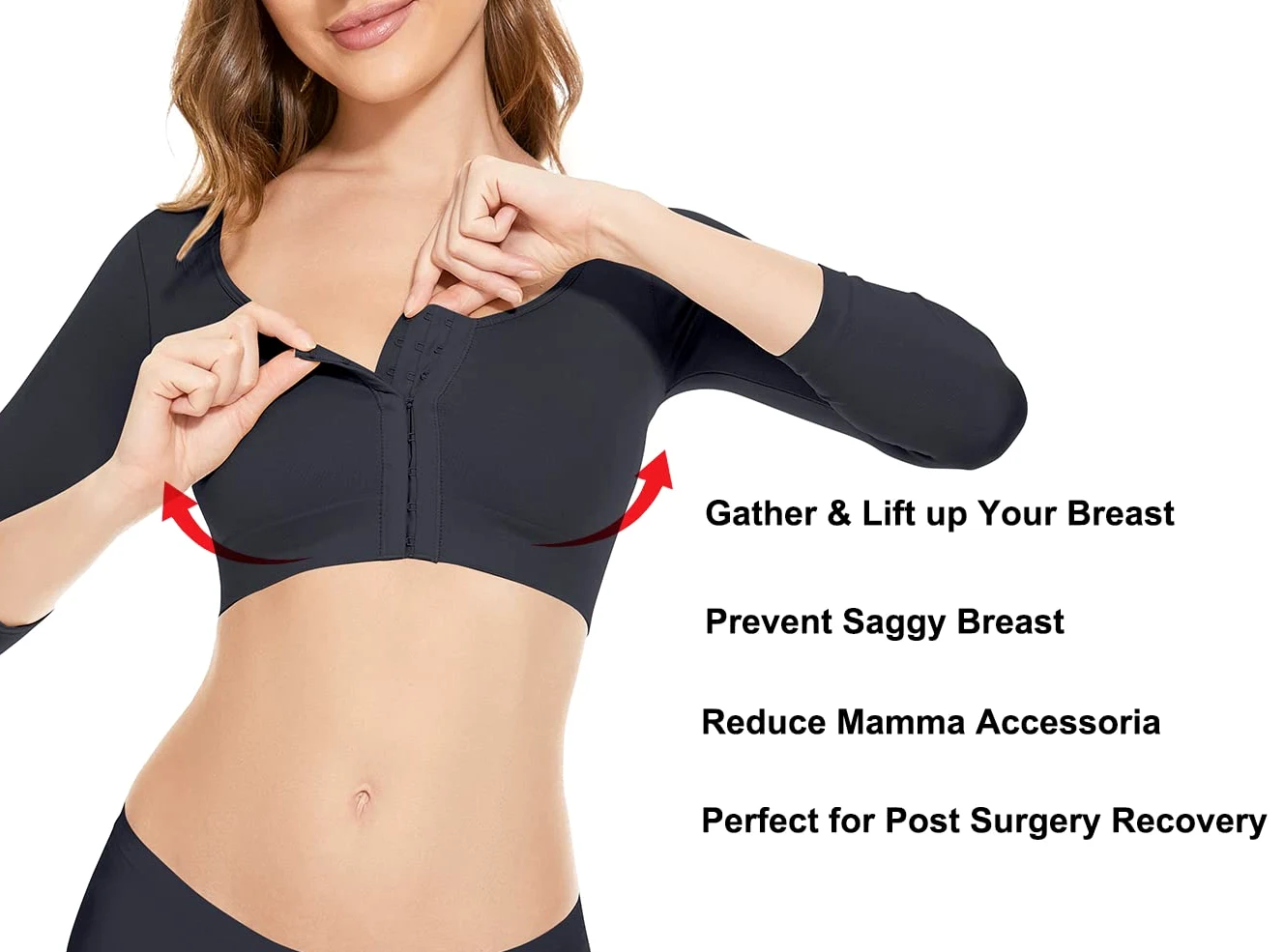 KSKshape Ramię modelujące dla kobiet po operacji ramię Lipo kompresyjne rękawy przednie zamknięcie bielizna modelująca biustonosz korektor postawy