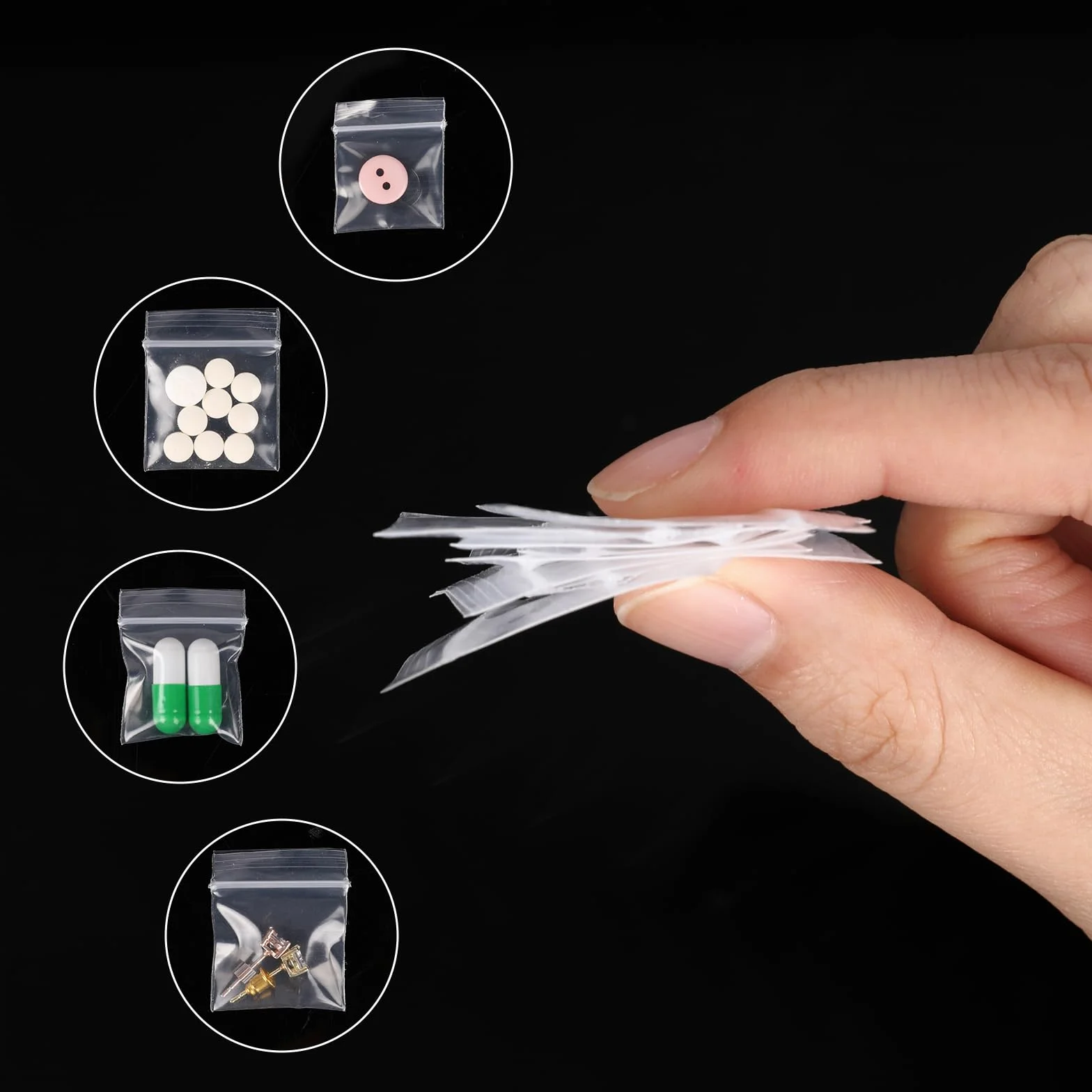 200 sztuk mini woreczków z zamknięciem strunowym Zip Beutel 3,5 cm x 5 cm plastikowe torebki z suwakiem, z możliwością ponownego zamknięcia, szybkie zamknięcie z polietylenu