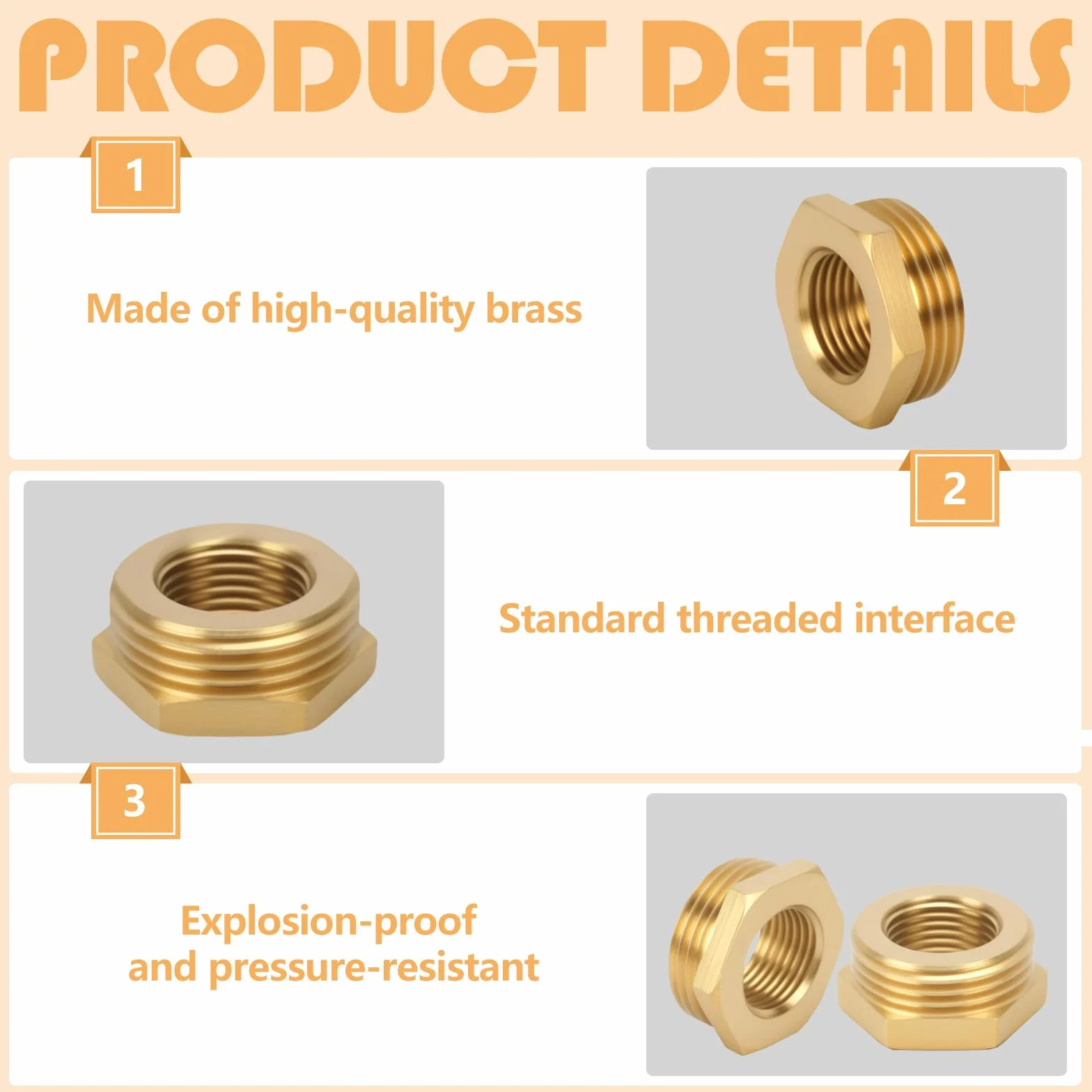 2 sztuki redukcja 1 cala na 1/2 cala AG/IG mosiężny reduktor adapter gwint (AG Ø 33 mm x IG Ø 20 mm) złączka gwintowana do przyłącza rury (1" na 1/2")