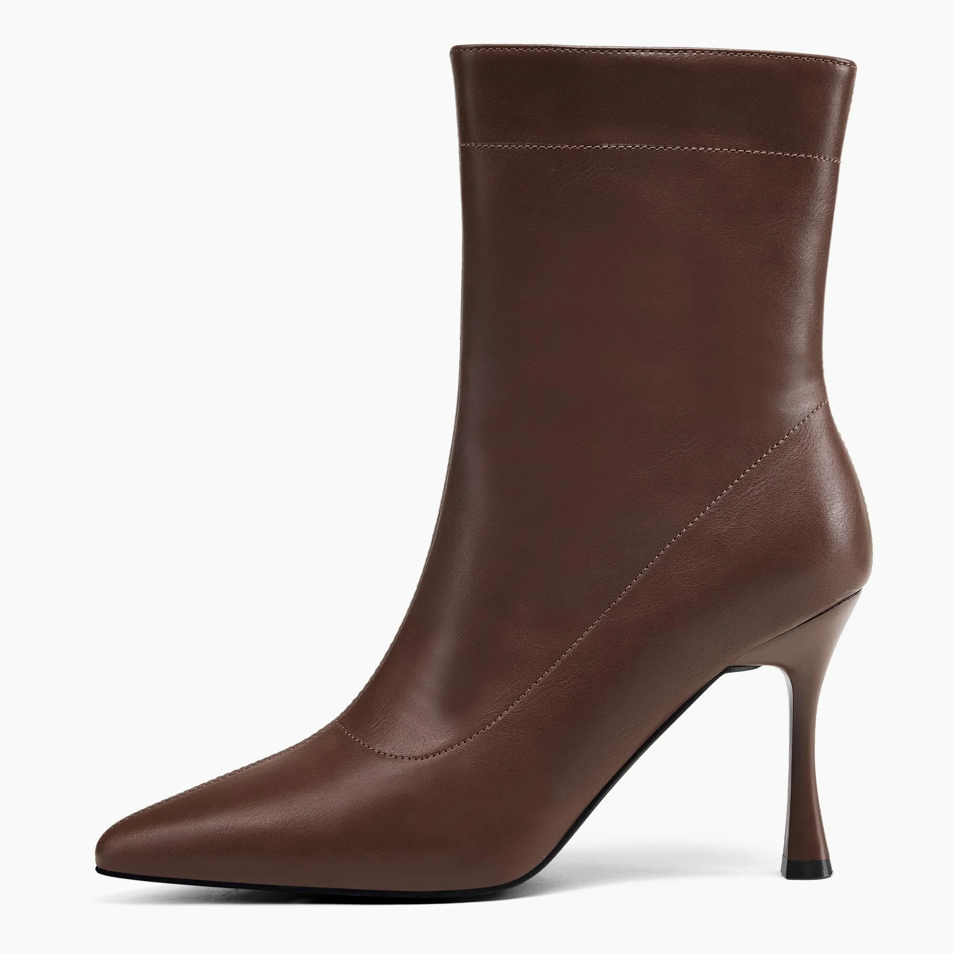 Damskie botki 9 cm szpiczasty nosek - średni obcas szpilki buty robocze dla kobiet modne krótkie buty czarne 8